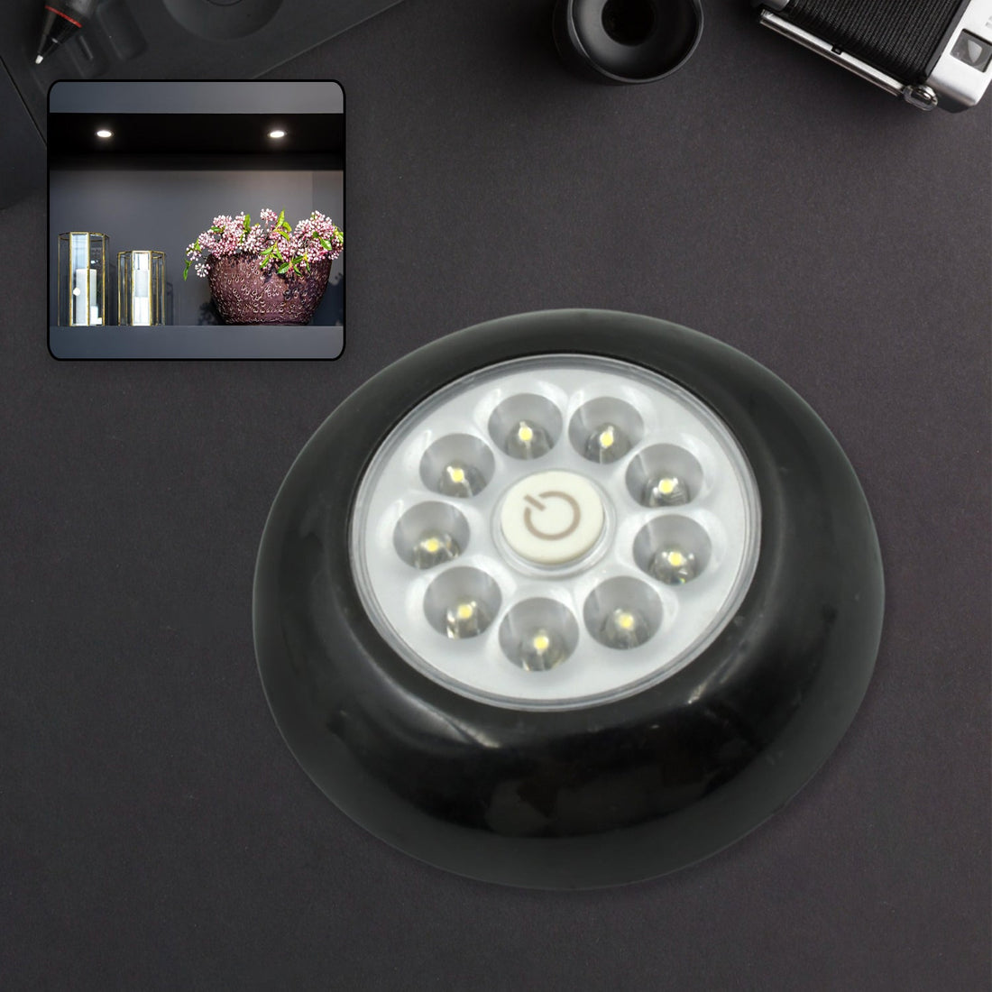 9 LED Touch Light Closet Light Battery Powered Stick-on Anywhere Puck Lights with New Strong Adhesive for Cabinet, Stair, Bedroom, Kitchen Night Light Stick Tap Night ( Battery Not Included / 1 Pc ) - Shopmania Wholesale