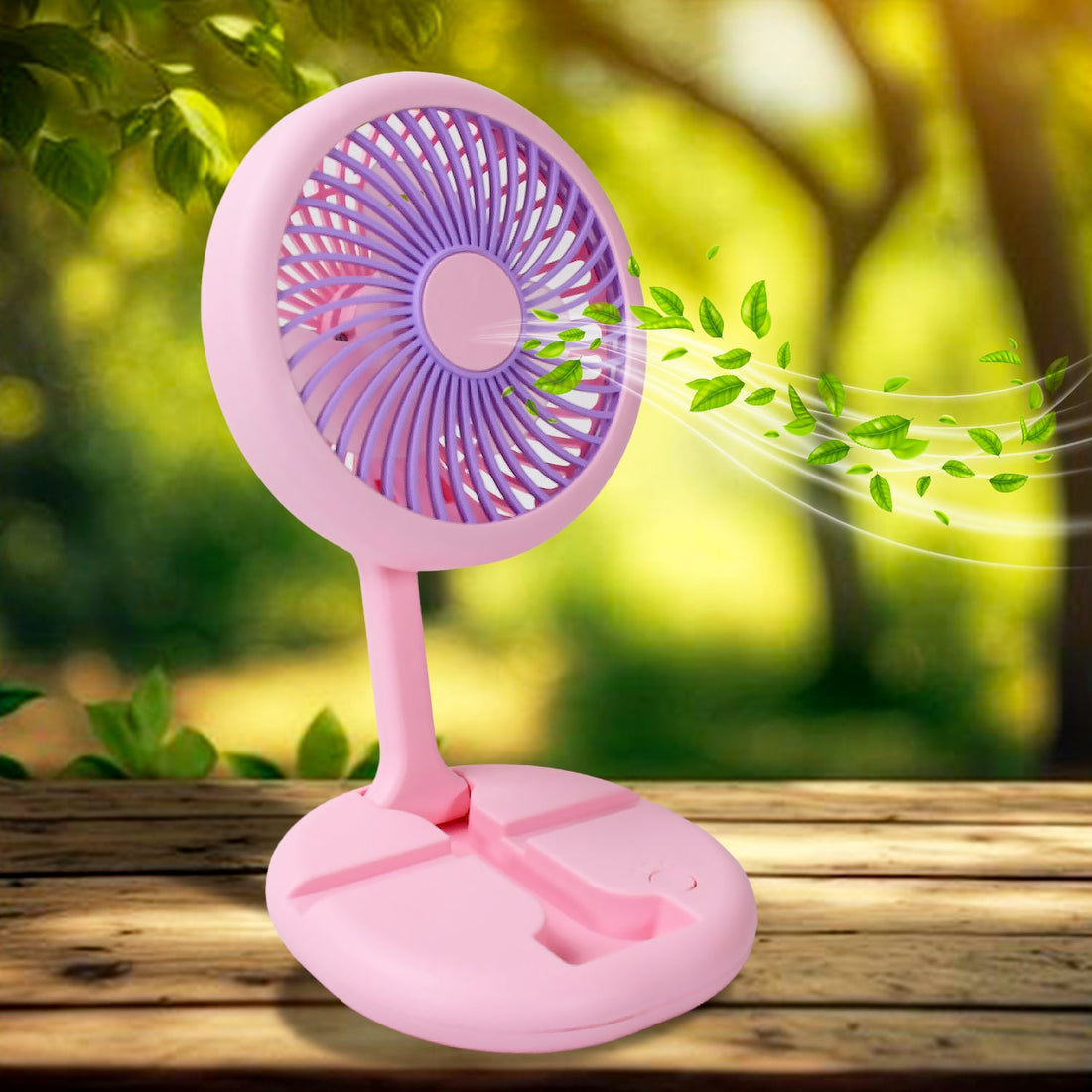 USB Rechargeable Portable Fan With LED Light Heavy Duty & Foldable Fan With Charging Port Home, Outdoor, Temple - Shopmania Wholesale