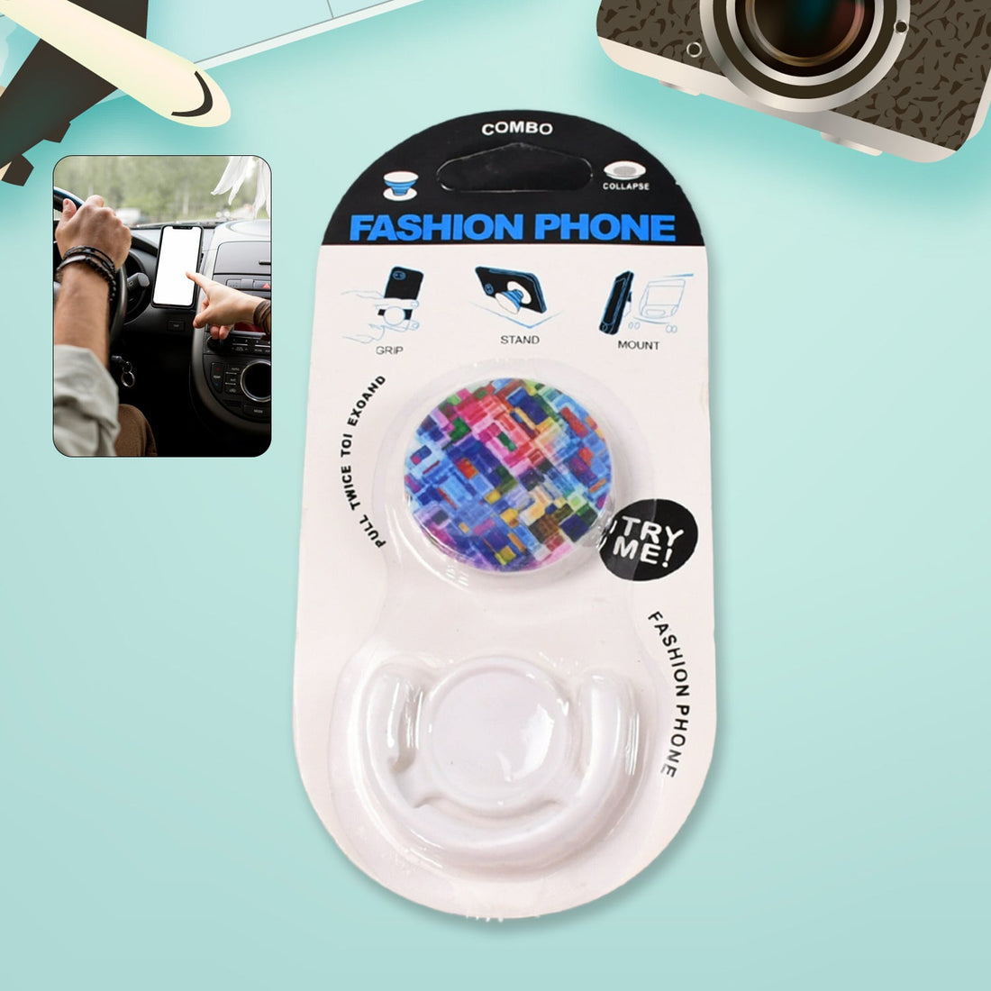 Fashion design pop up mobile phone grip holder smart phone bracket, Phone Stand & Grip with popclip car mount flowers pasley - Shopmania Wholesale