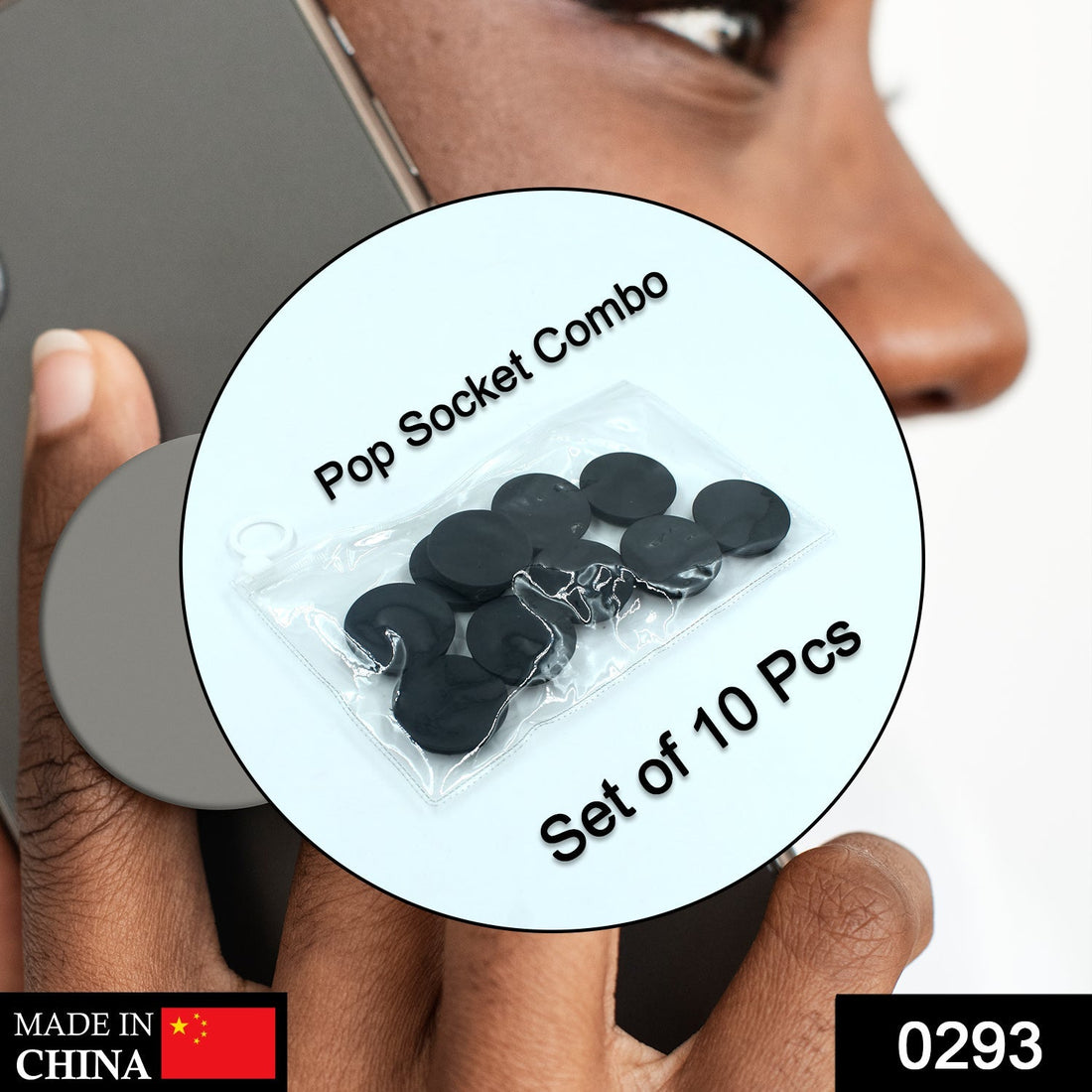 Mobile pop holder with transparent pouch