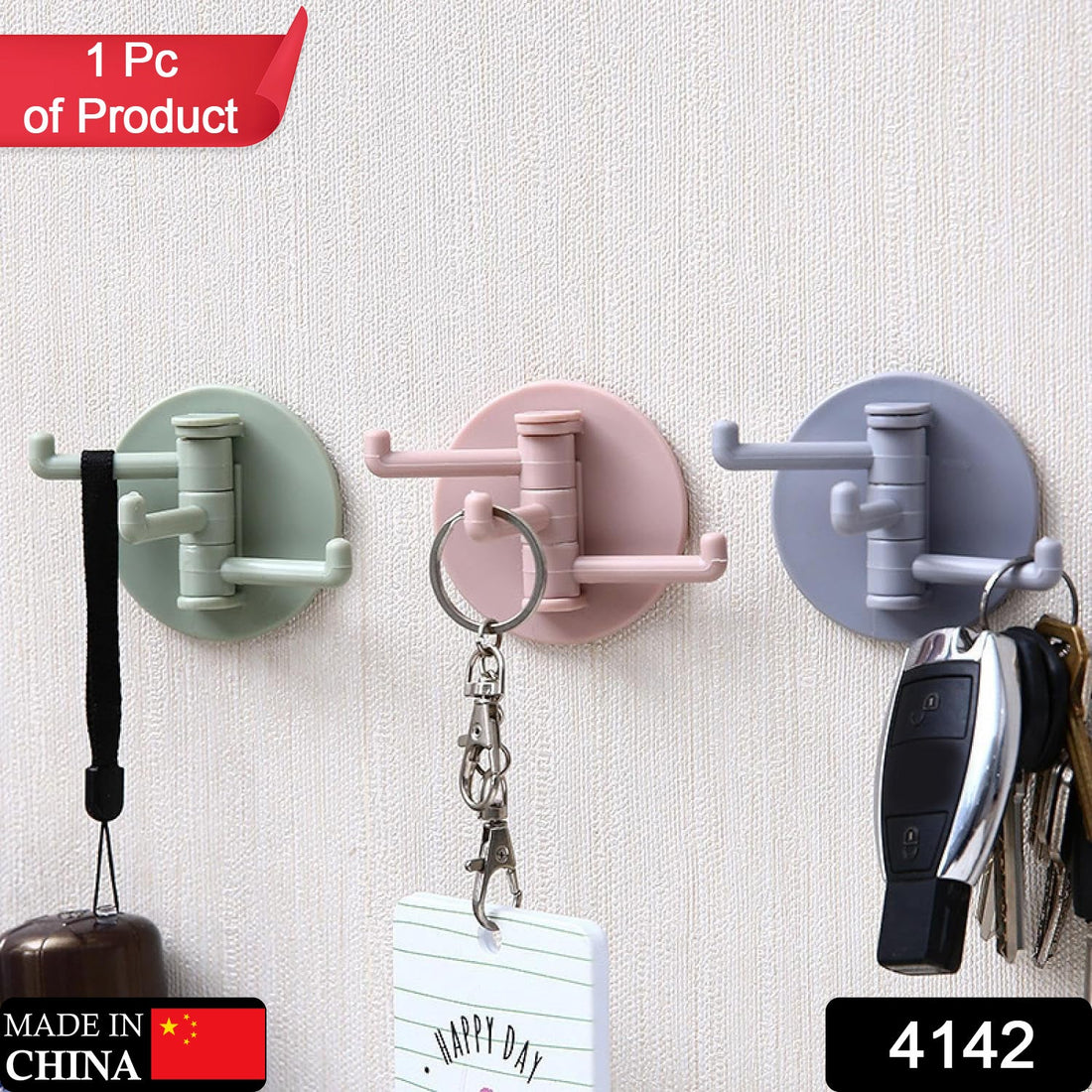 Punch-free sticky hook with 180° foldable design