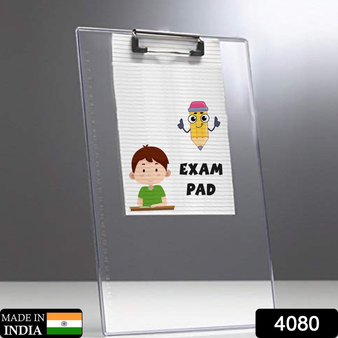 Transparent exam pad with measuring side