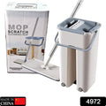 Flat mop with self-cleaning and drying mechanism for easy use