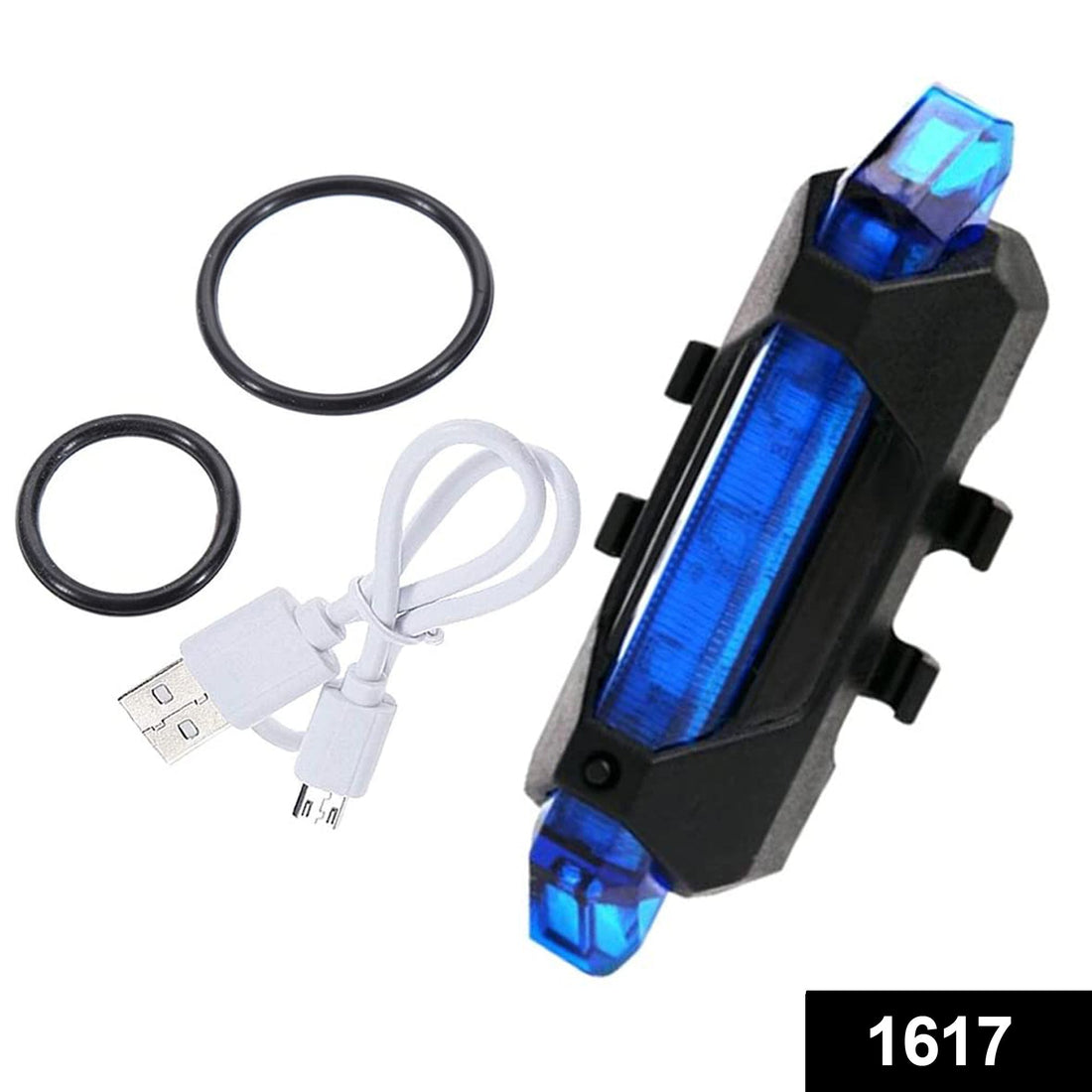 Rechargeable blue LED front light for bicycles, waterproof.