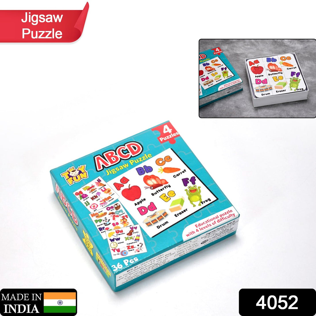 ABC jigsaw puzzle for kids, colorful and educational