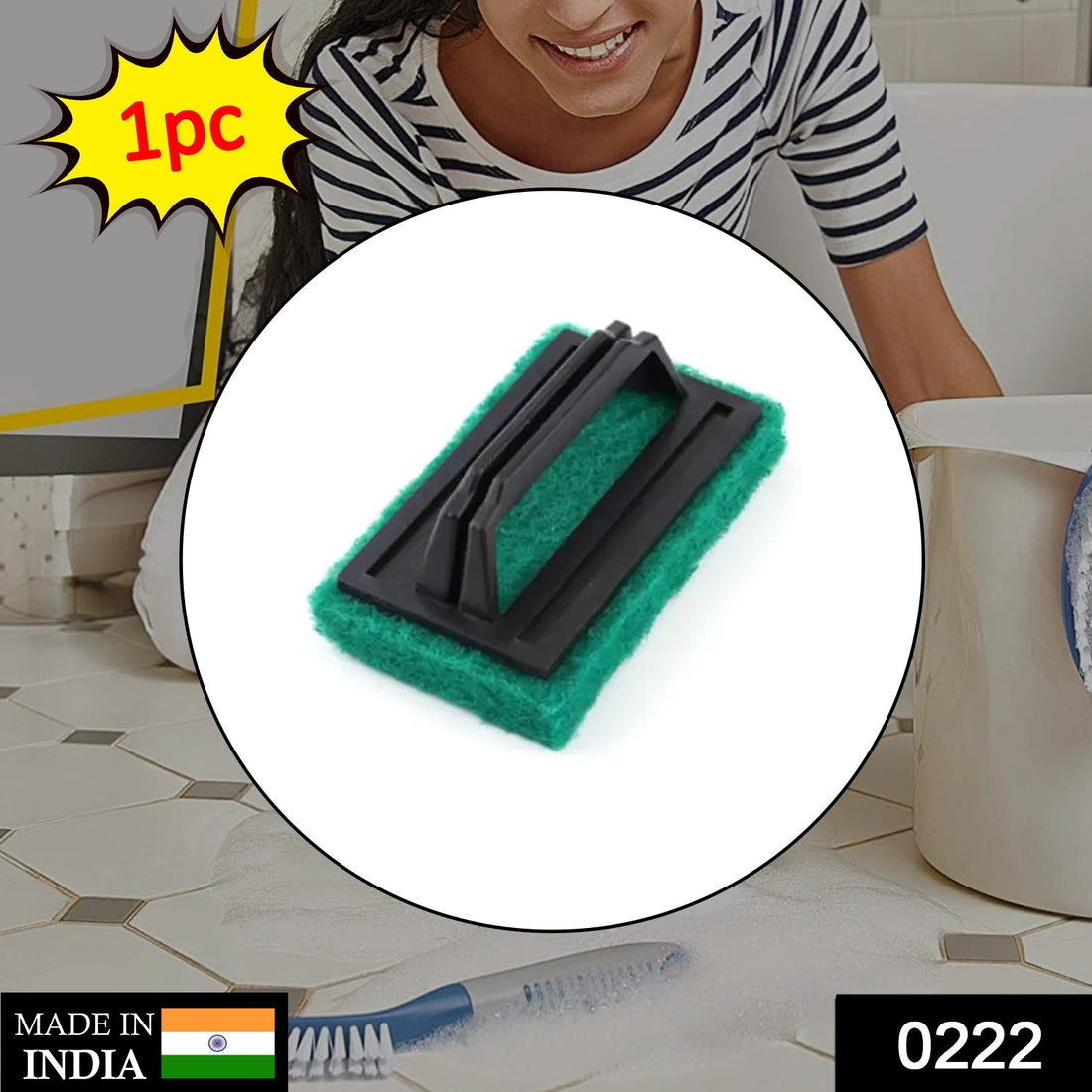 Handle scrubber brush for cleaning utensils.