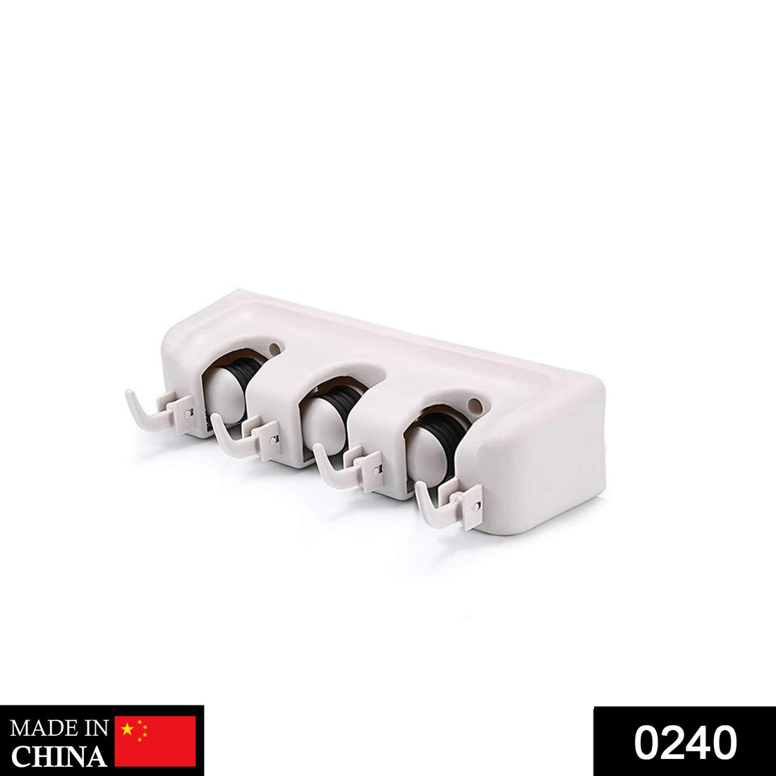 3-layer holder for mop and broom, space-saving.