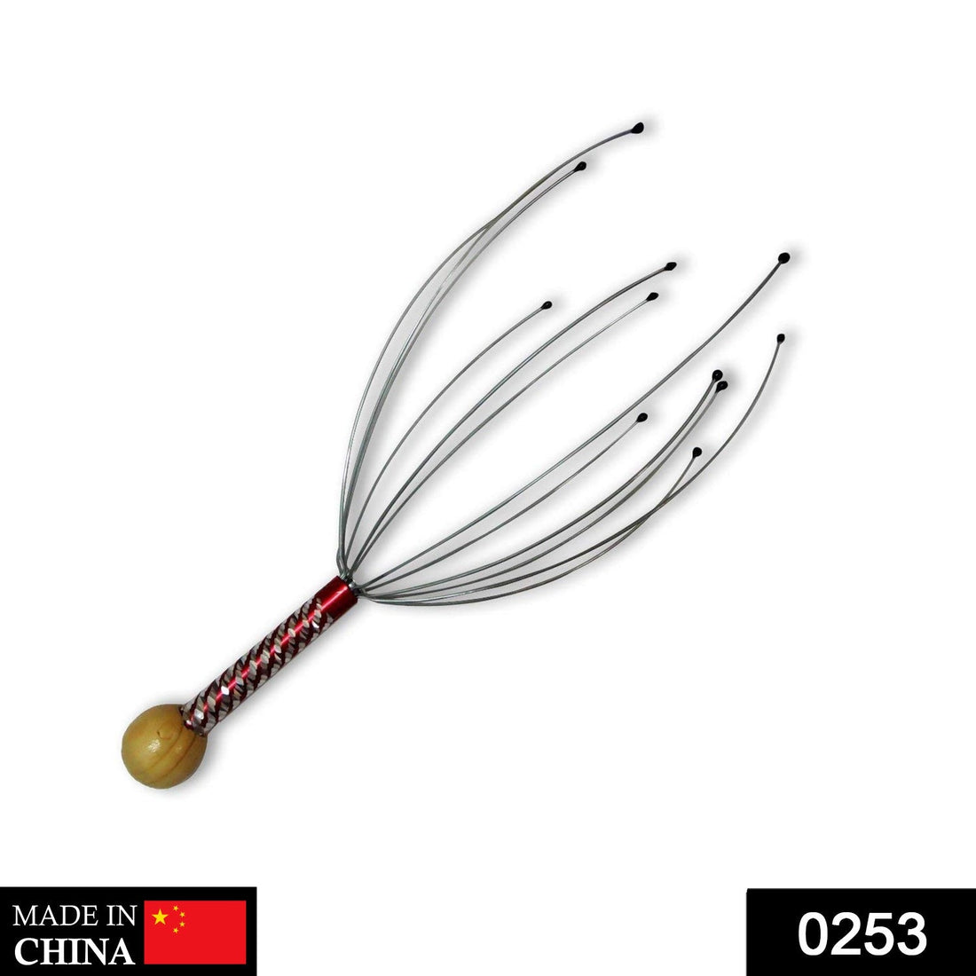 Handheld scalp massager for stress relief and relaxation.
