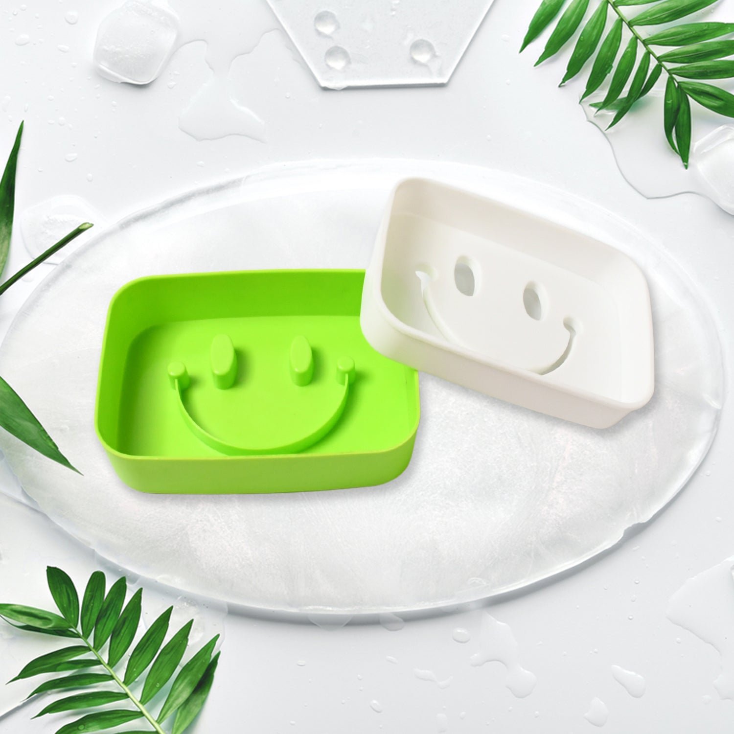 Portable Travel Home Box Cute Cartoons Smile Face Container Draining Holder Soap Dish your brand