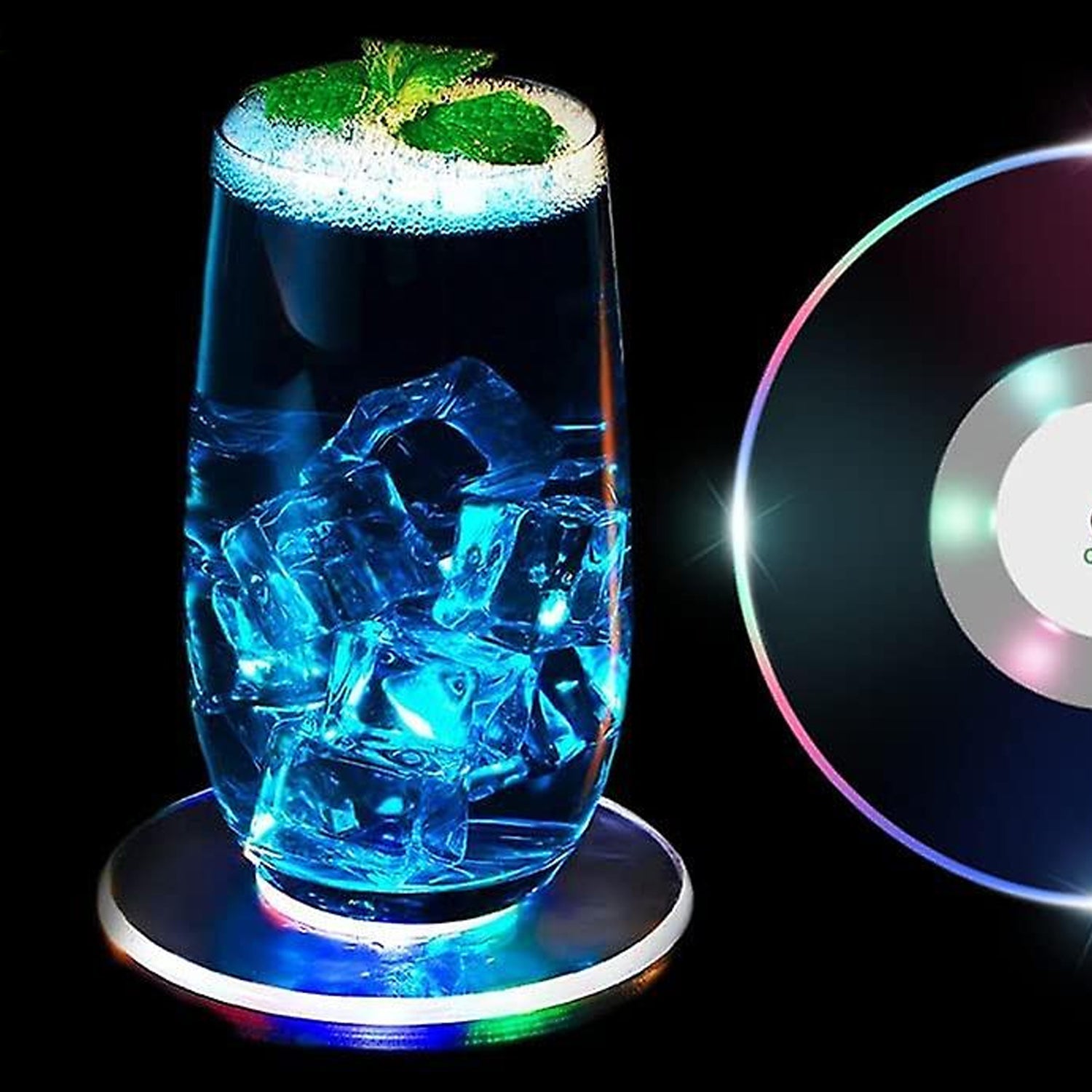 Colorful LED Cocktail Coaster, Round Ultra-Thin LED Drink Coaster (1 Pc) your brand