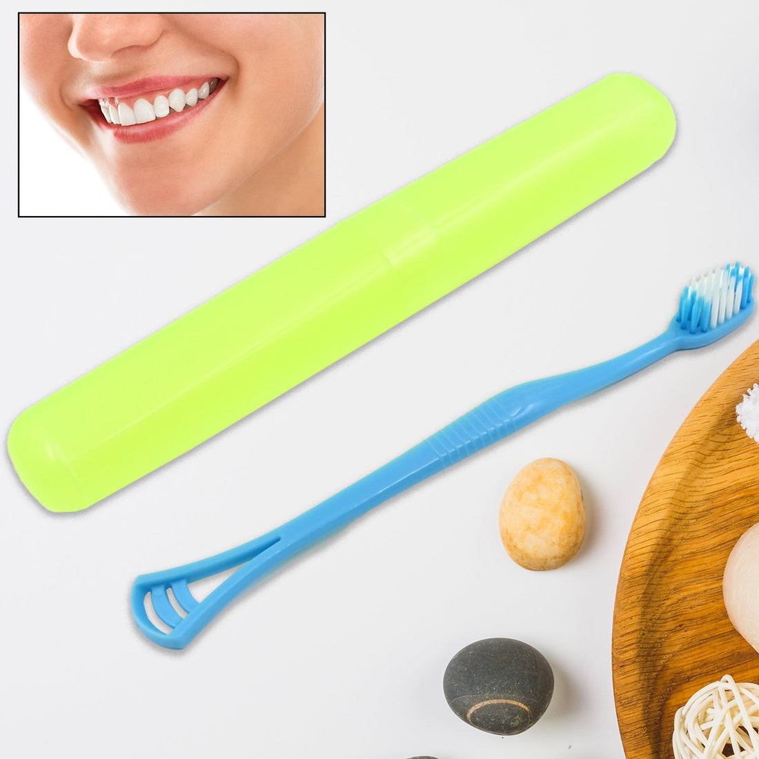 2 in 1 Soft Toothbrush and Tongue With Toothbrush Cover Cleaner Scraper for Men and Women, Kids, Adults Plastic Toothbrush Cover / Case / Holder (1 Pc) - Shopmania Wholesale