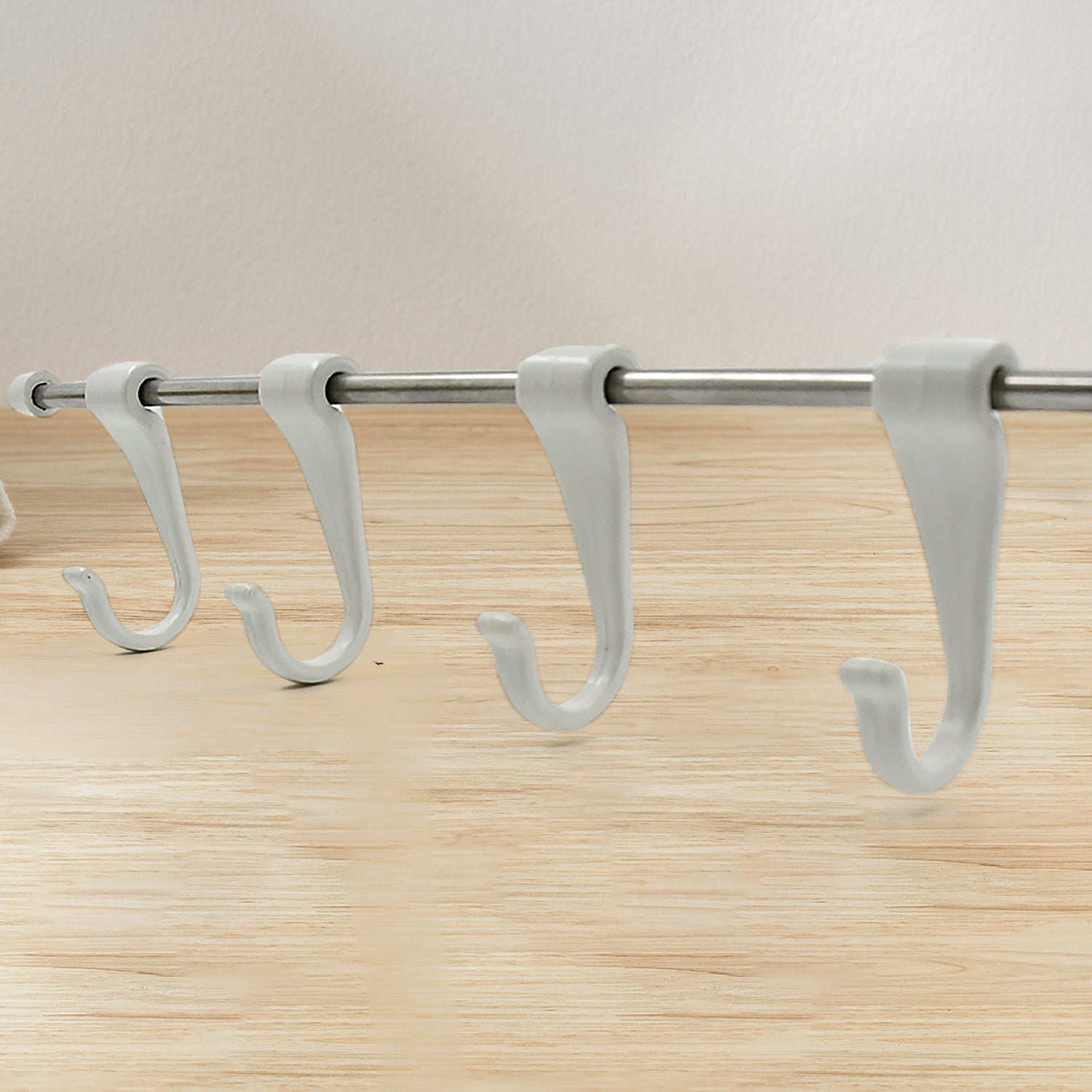 Stainless Steel Utensil Hanger Rail Nail Free Wall Mount with 2 Magic Stickers & 6 Plastic Hooks For Kitchen - Shopmania Wholesale