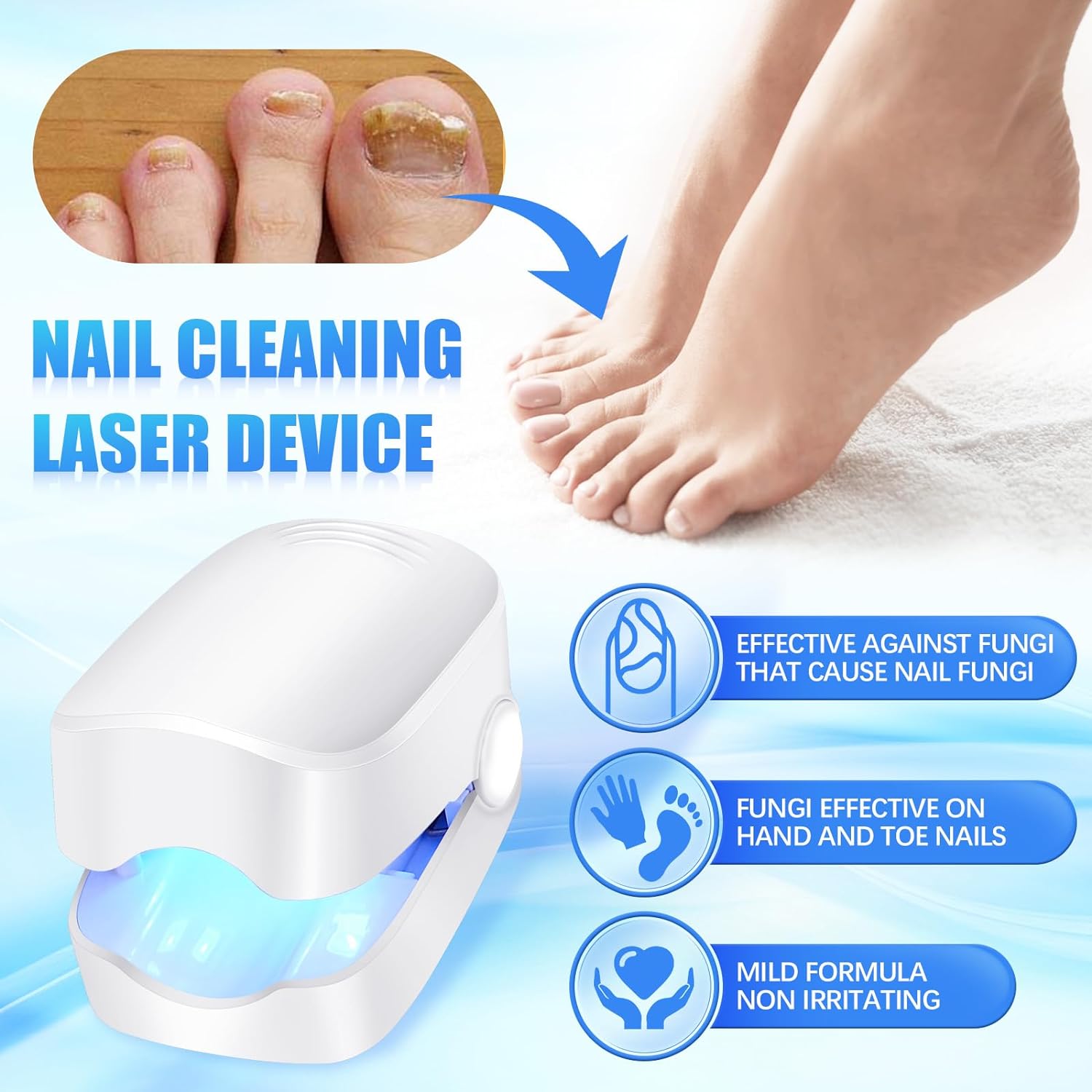 Rechargeable Nail Fungus Treatment for Toenail, Toe Nail Fungal Treatment Nail Fungus Laser Device, Anti-Fungal Nail Treatment for Hand & Feet Infections Remover for Home Use - Shopmania Wholesale