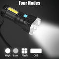 Rechargeable LED flashlight with 800 lumens and multiple modes for emergencies