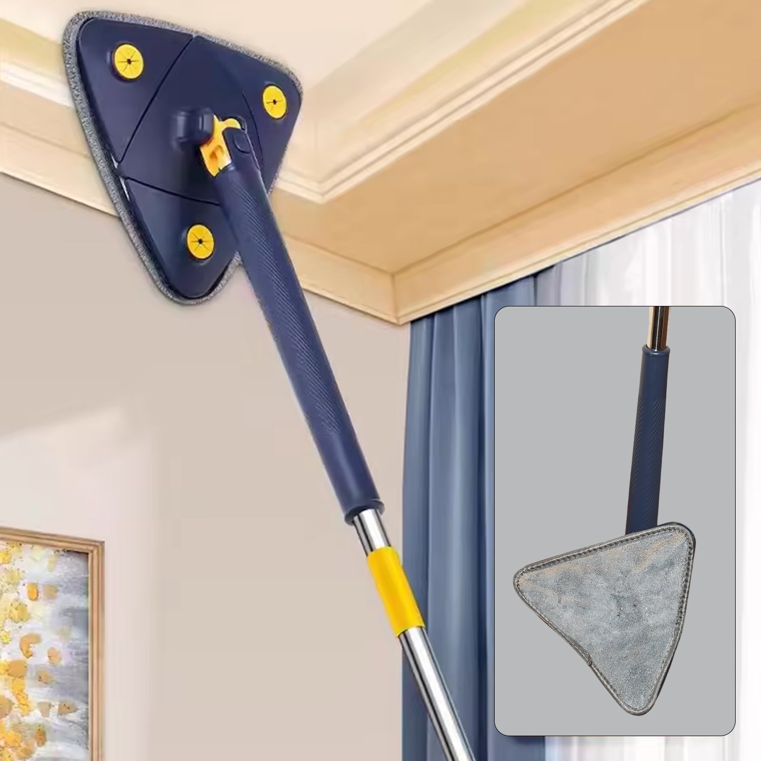 Rotatable Adjustable Triangle Cleaning Mop Triangle Mop with Stainless Steel Long Handle Push-Pull Squeezing Cleaning Mop Dry & Wet Mop for Floor Windows (1 Pc) your brand