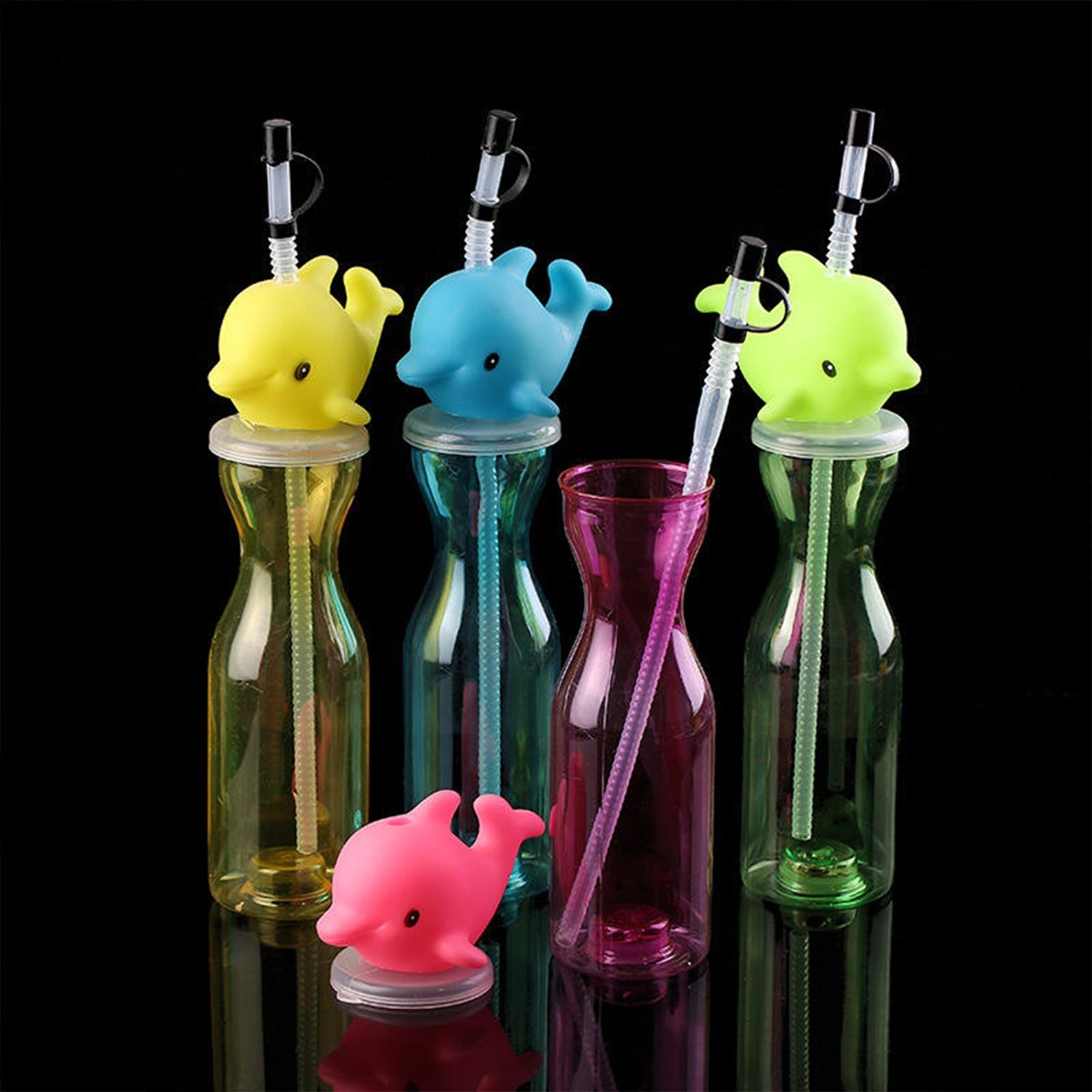 Party Props Birthday Return Gifts For Kids |Animal Shape Straw Sipper Bottle For Kids|Kids Return Gifts For Birthday|Straw Bottle For Kids Multicolor your brand