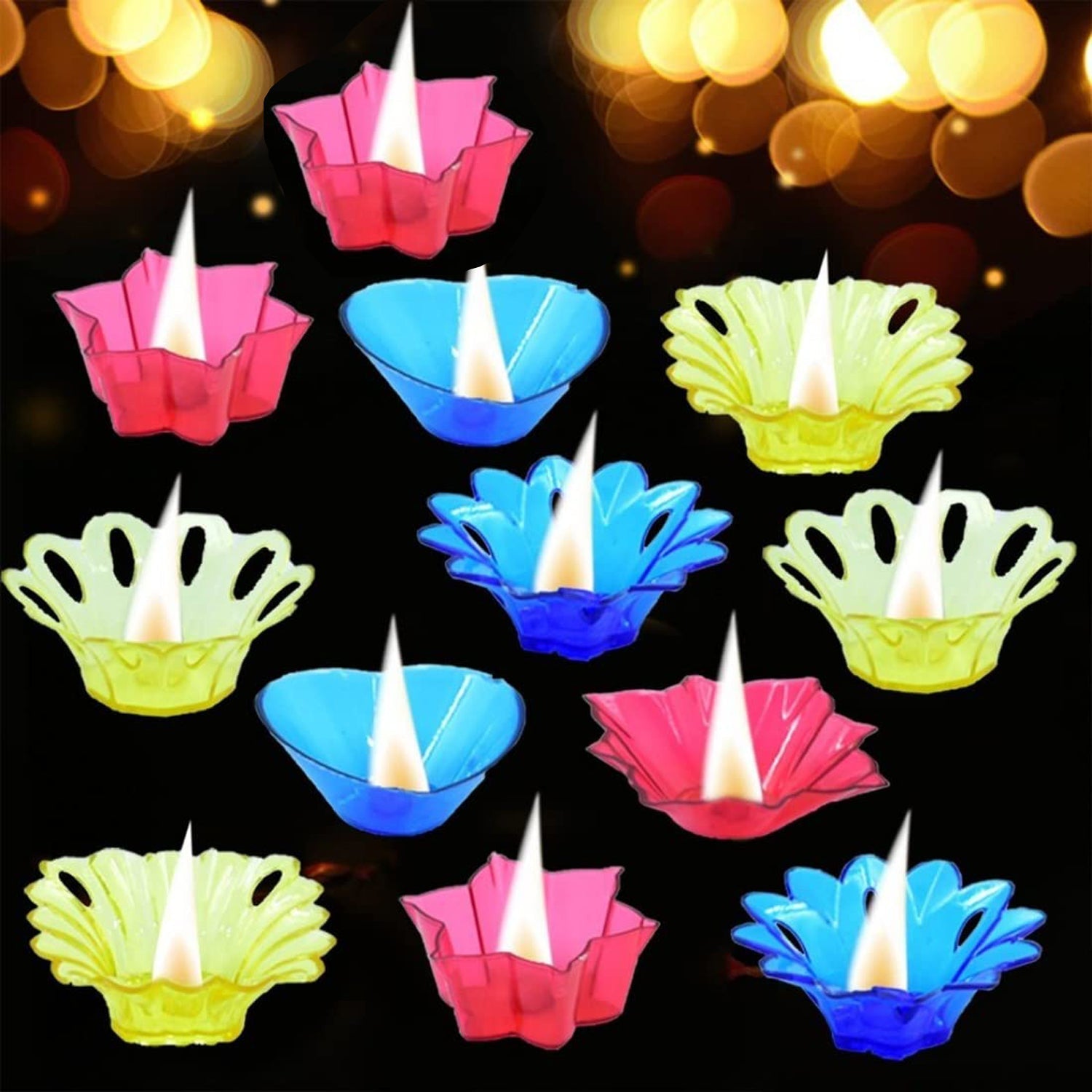 Magical Reflection Diya Set with 6 Attractive Design Cup Set Of 12 Pieces your brand