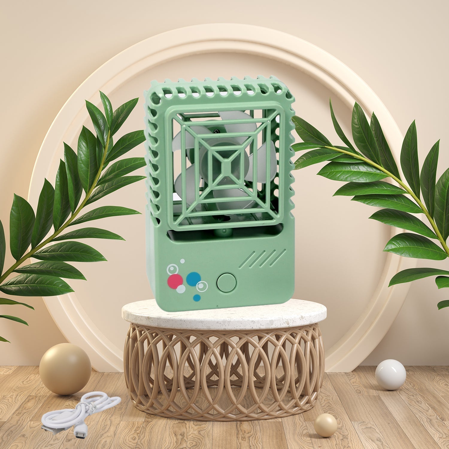 MINI DESKTOP FAN RECHARGEABLE TABLE FAN HANDHELD FAN USB FAN DESK FAN COOLING FAN FOR HOME , OFFICE , CAR, & MULTI USE FAN (Battery Not Include) your brand