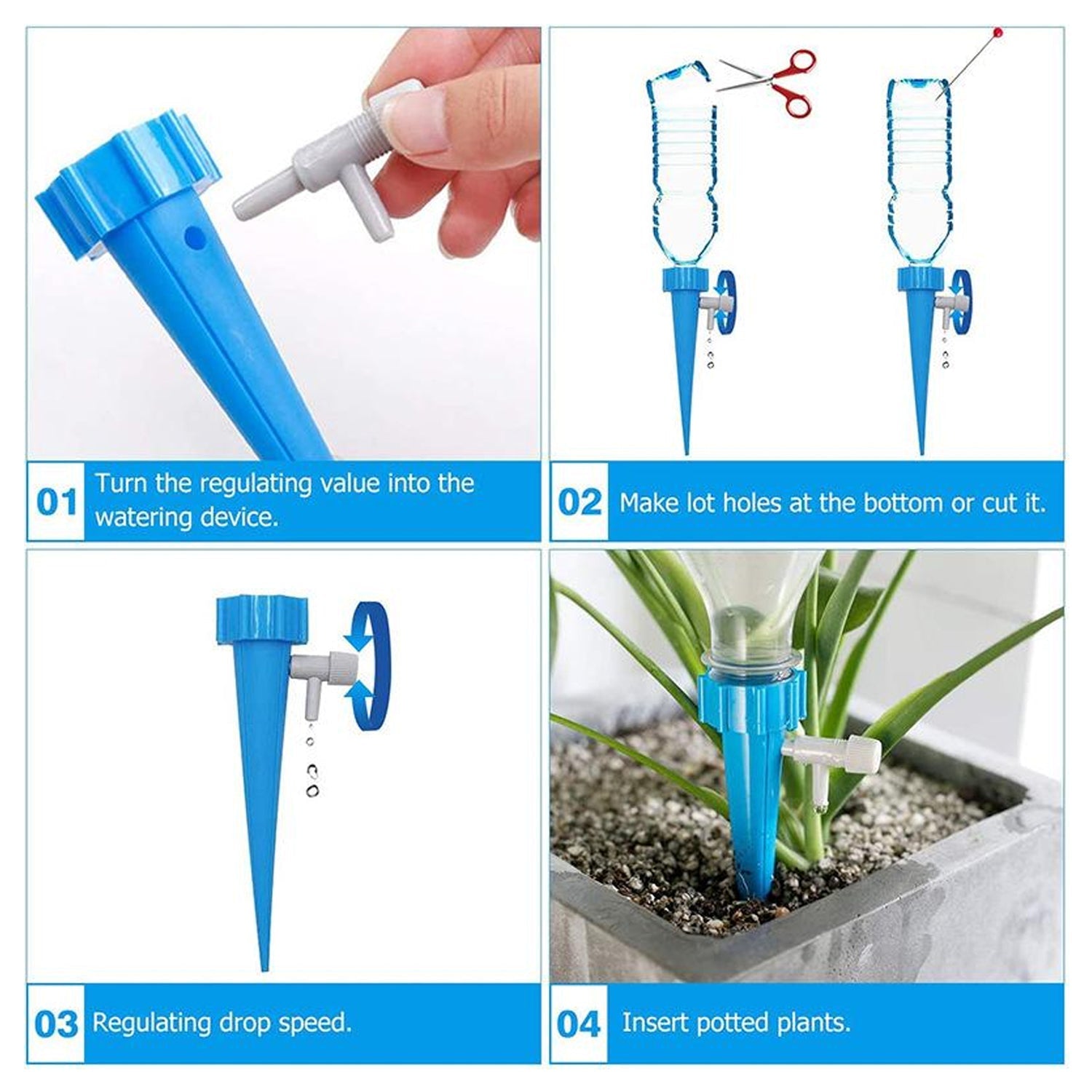 Plant Watering Spikes self Watering Spikes Water dripper for Plants, Adjustable Plant Watering Devices with Slow Release Control Valve Switch - Shopmania Wholesale