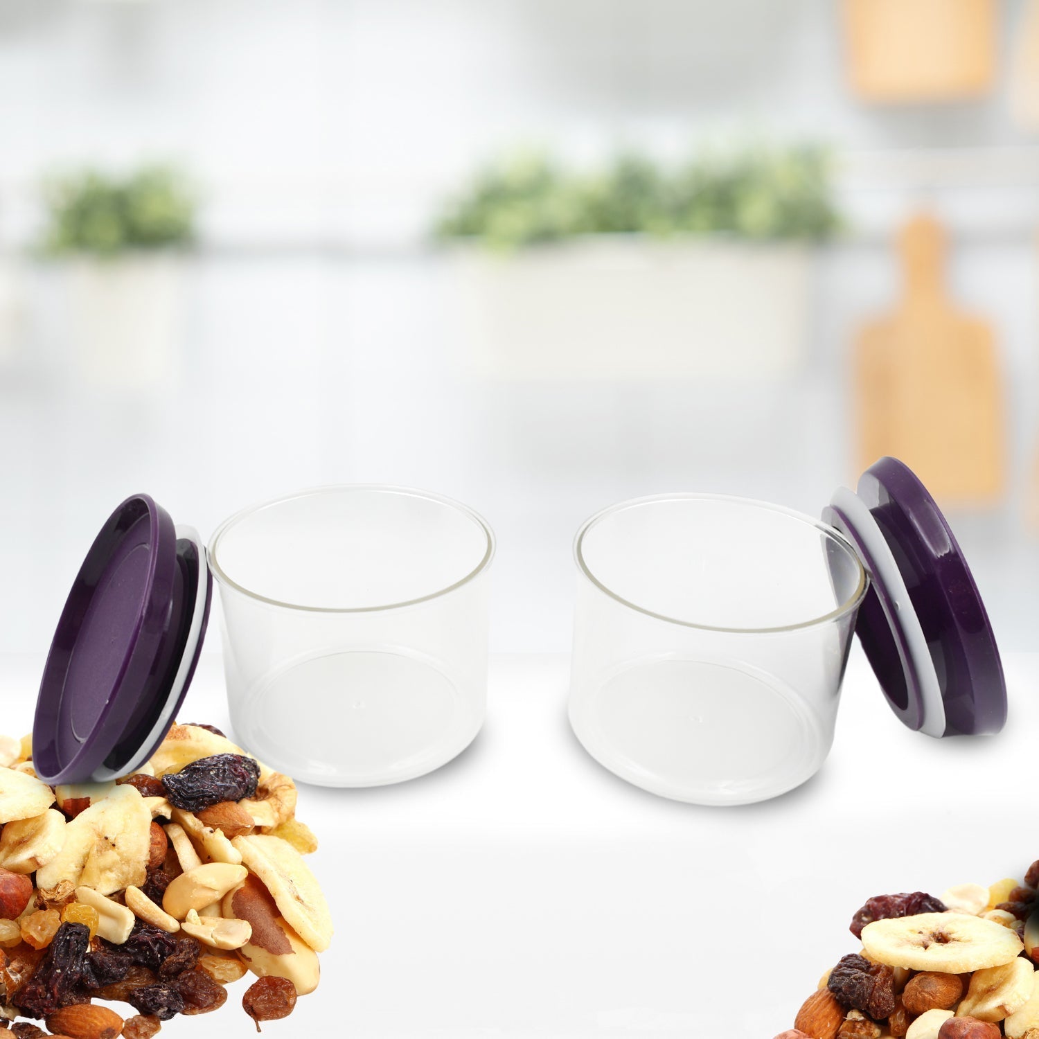 Air Tight & Unbreakable Kitchen Jar Set Food Storage Containers for Dry Fruits, Spices, Snacks, Pulses (2 Pcs Set) your brand