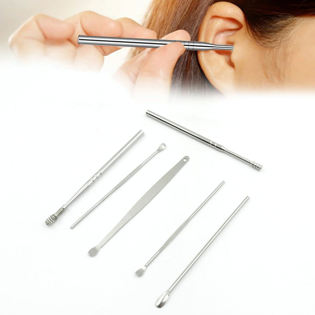 6Pcs Ear wax Removal Kit With Keychain Holder | Ear Cleansing Tool Set | Ear Curette Ear Wax Remover Tool for Outdoor Camping Travel Picnic (6 Pc) your brand
