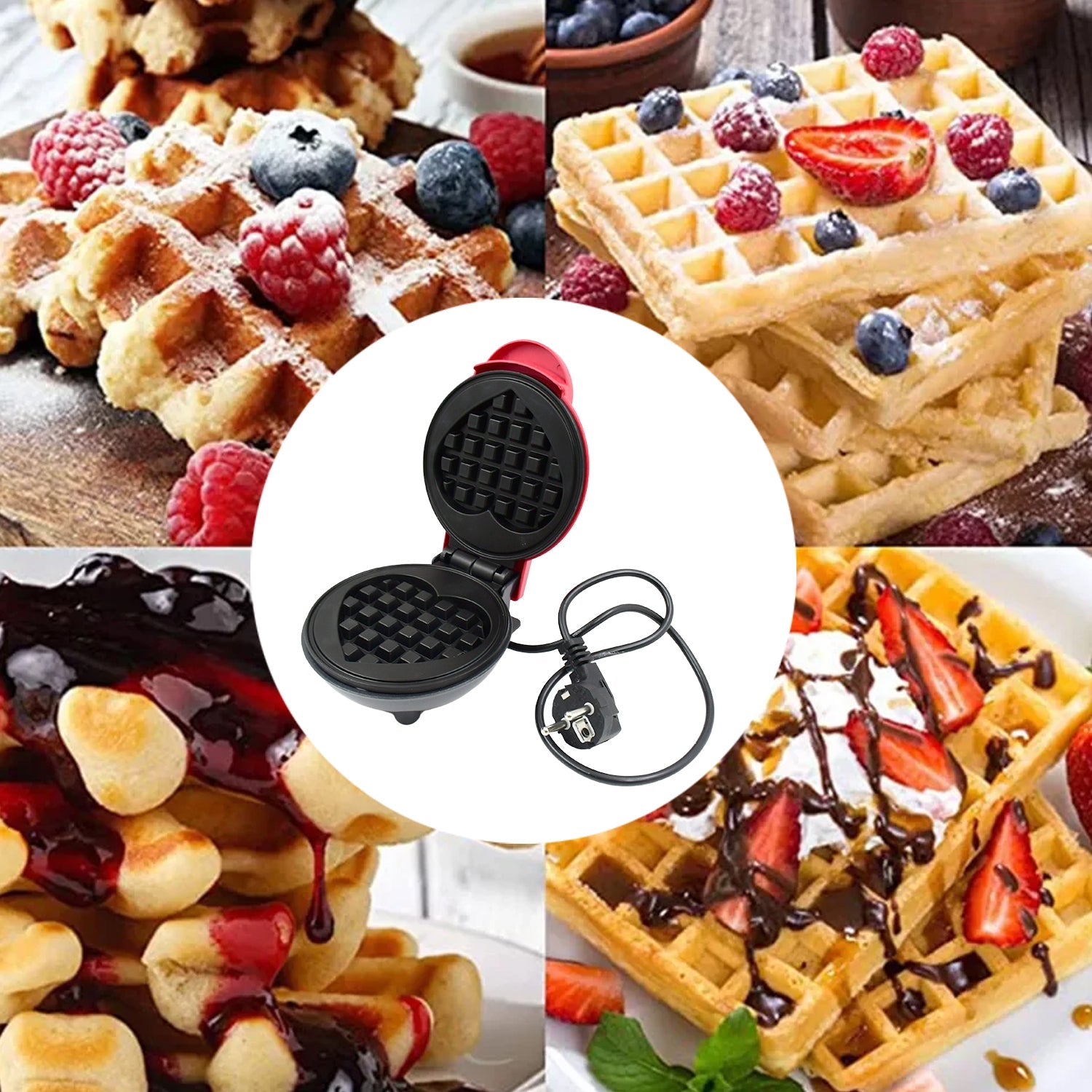 Mini Waffle Maker Machine Waffle Iron Home Appliances Kitchen Gift Easy To Clean, On-Stick Surfaces, Perfect Breakfast, Dessert, Sandwich, Pan Cakes, Paninis / Other Snacks Machine - Shopmania Wholesale