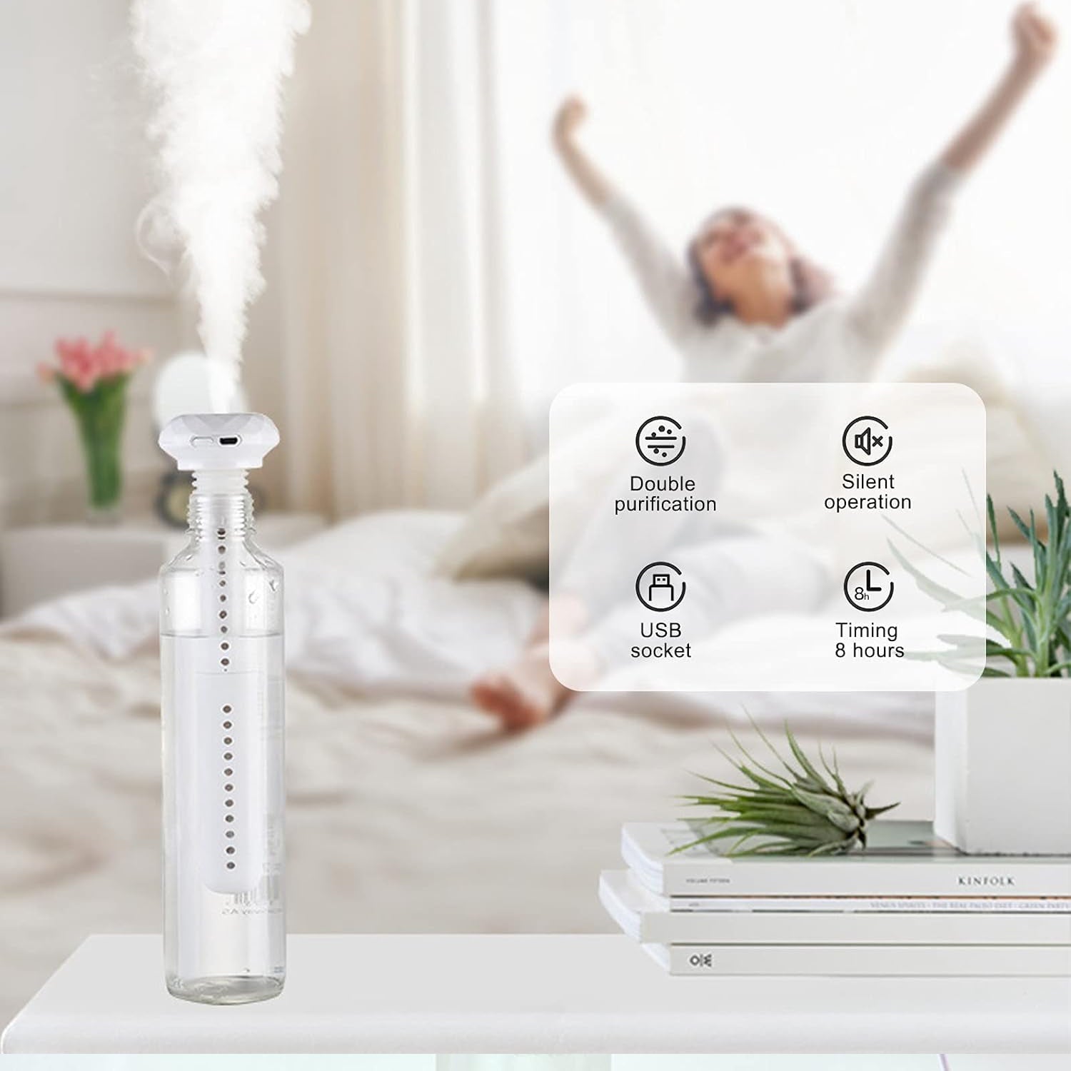 Mini Portable Humidifier for Car, Personal USB Powered Bedroom Quiet Humidified Ultrasonic Cool Mist Humidifier Plants, Car, Travel, Office, Hotel  (1 Pc) - Shopmania Wholesale