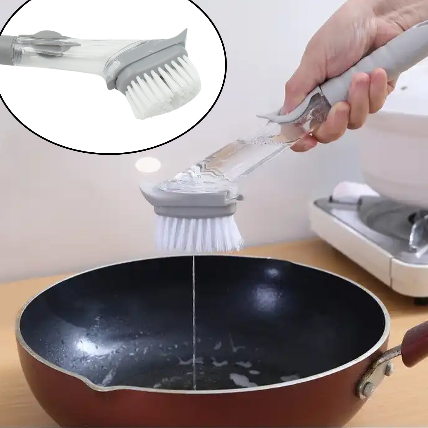 Home & Kitchen Cleaning Brushes, Scrubber, Soap Dispenser Scrub Brush for Pans Pots and Bathtub Sink (2 In 1) your brand