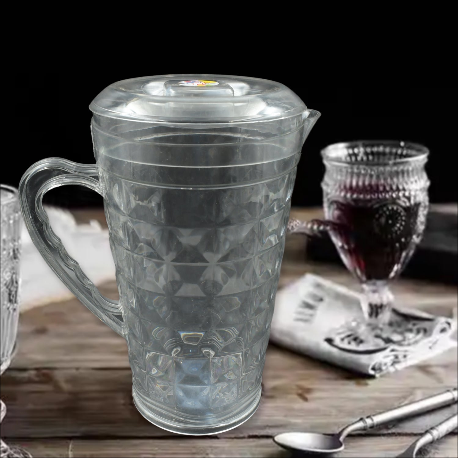 Mocktail Pet Jug  Plastic Jug With lid, Drinking Beverage Jag, Transparent Tableware  Reusable BPA Free, Plastic Water jug for Home use, Perfect for Home, Restaurants your brand