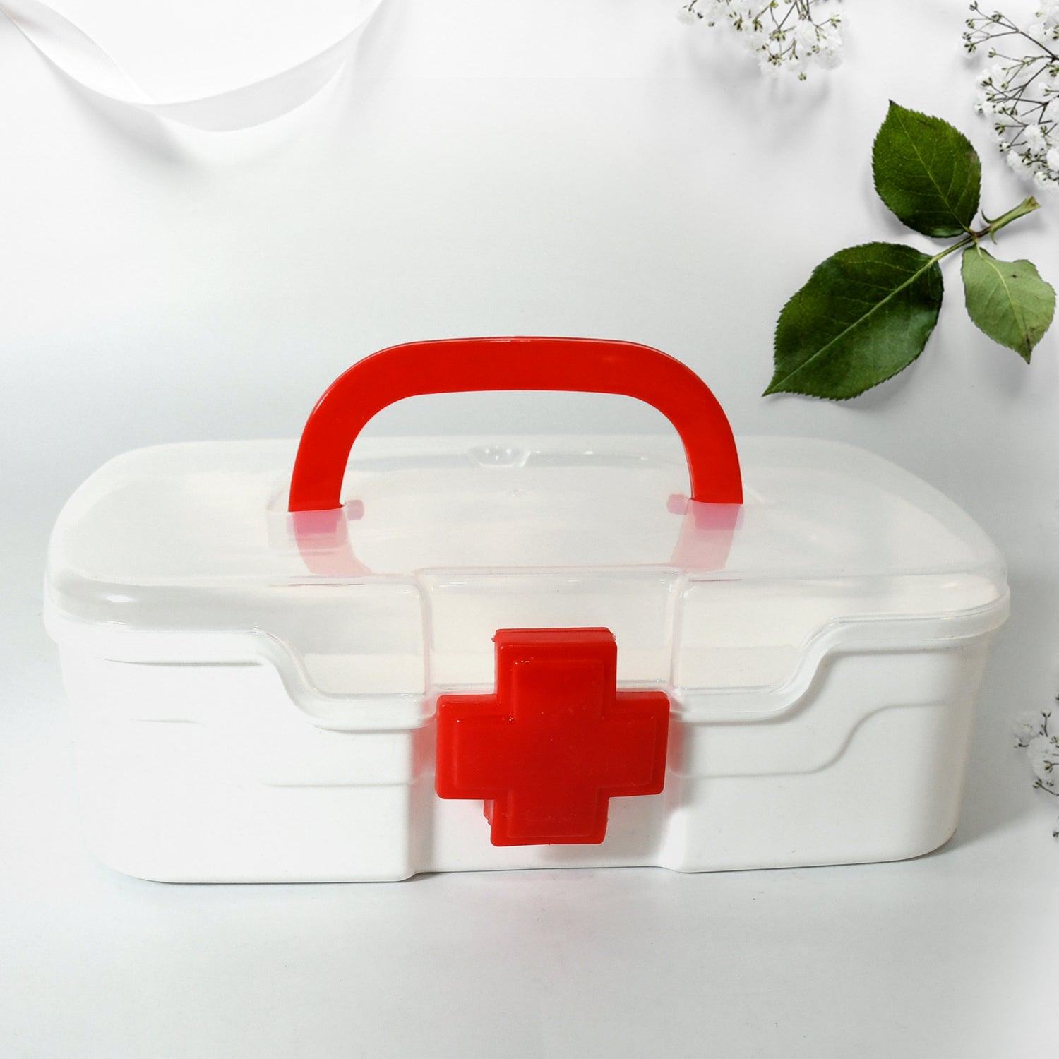 Medical Box, 1 Piece, Indoor Outdoor Medical Utility, Medicine Storage Box, Detachable Tray Medical Box Multi Purpose Regular Medicine, First Aid Box with Handle & Transparent Lid - Shopmania Wholesale