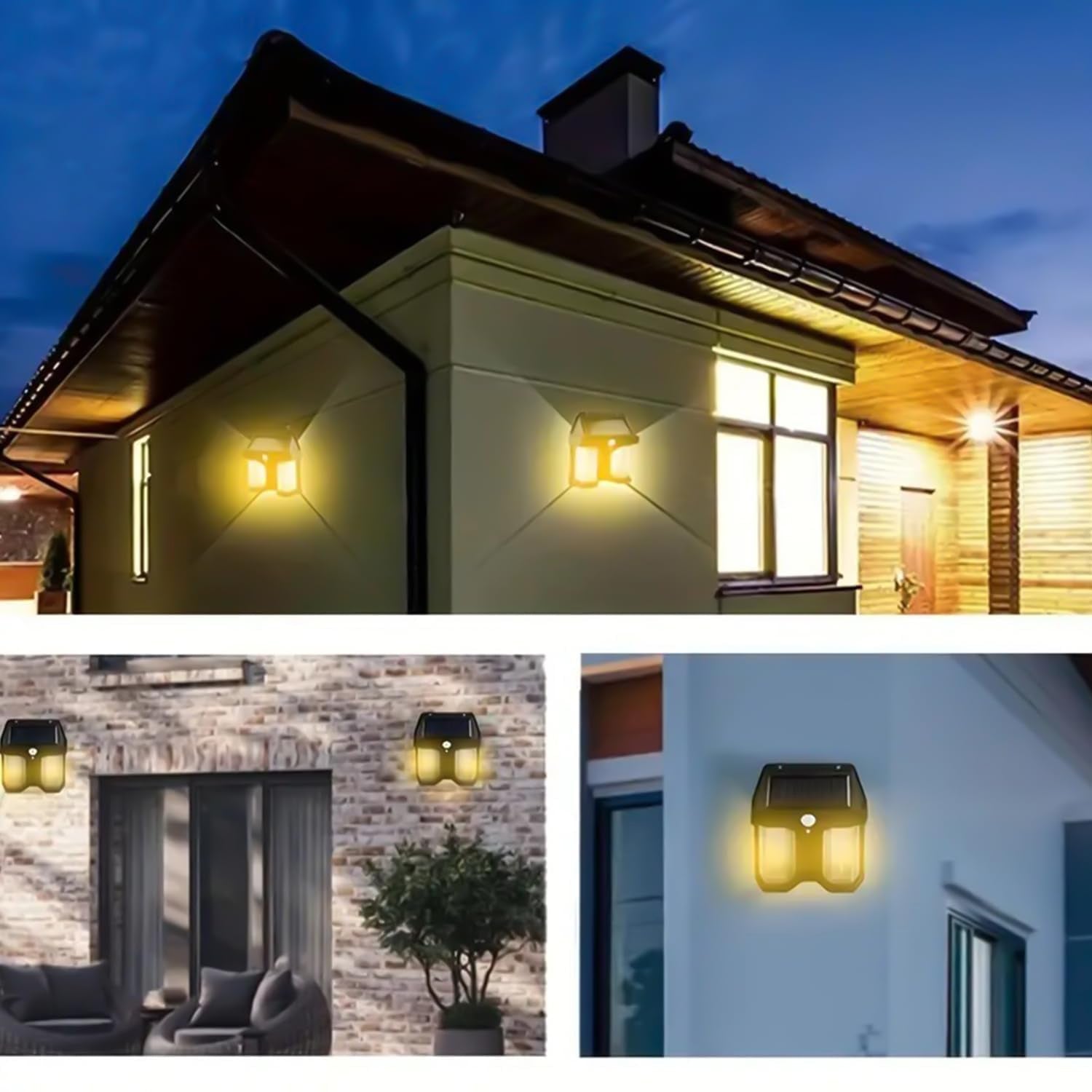 Outdoor Solar Wall Lamp Outdoor Waterproof High Quality Lamp Induction Garden Lamp Garden Villa Night Lamp Double Lamp Light (1 Pc) your brand