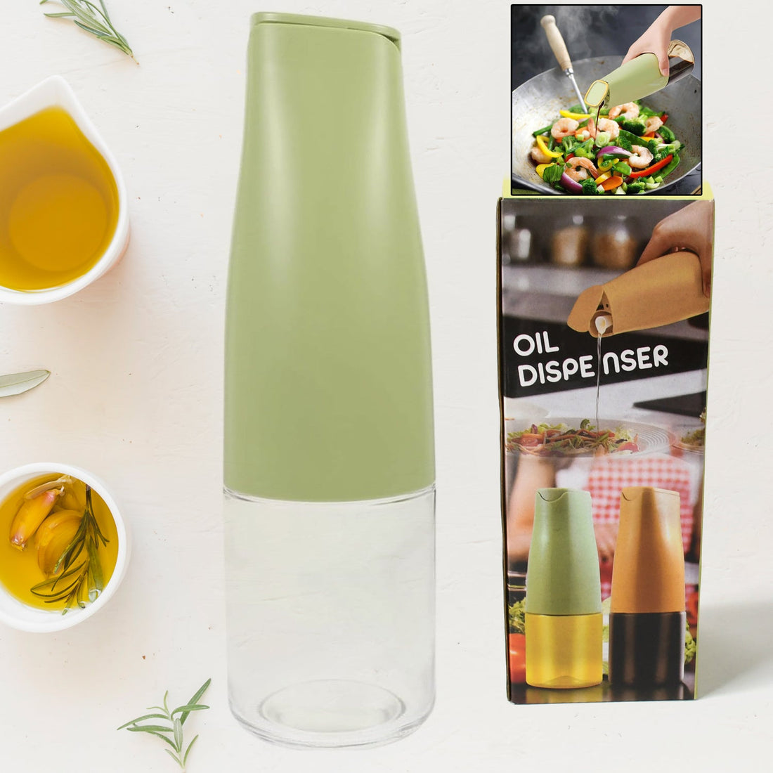 Oil Dispenser, 500ml Cooking Oil Dispensing Cruets, Oil Bottle with Automatic Open Lid, Cooking Oil Bottle for Kitchen Grilling Frying (500 ML) - Shopmania Wholesale
