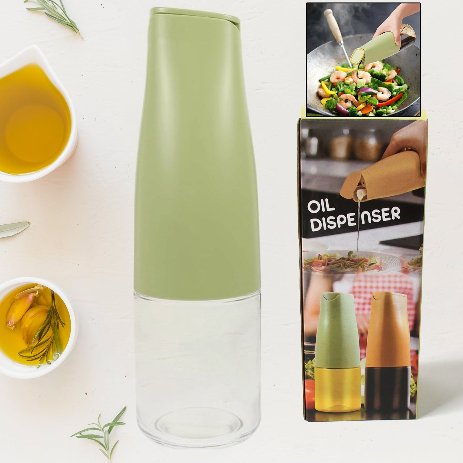 Oil Dispenser, 500ml Cooking Oil Dispensing Cruets, Oil Bottle with Automatic Open Lid, Cooking Oil Bottle for Kitchen Grilling Frying (500 ML) - Shopmania Wholesale