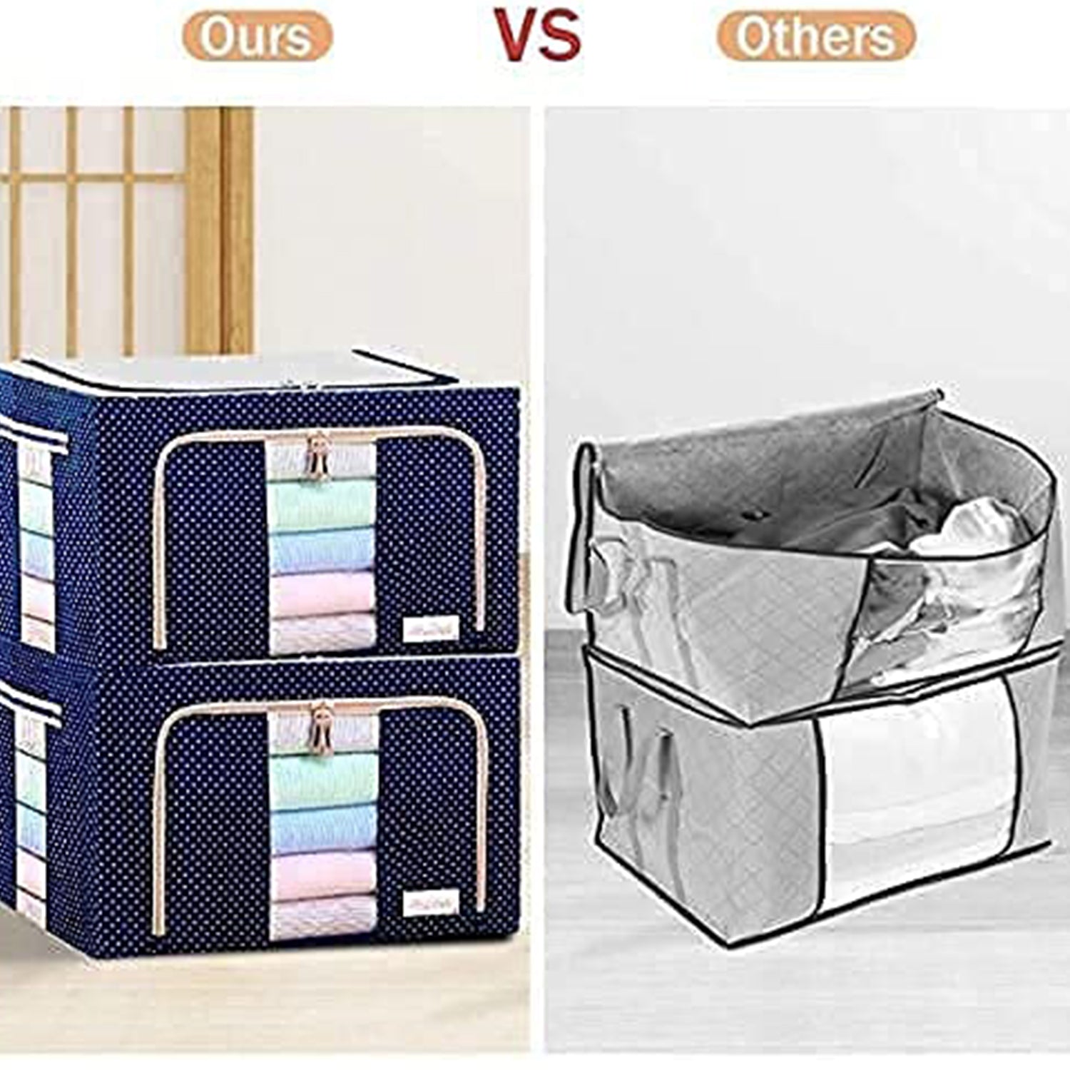 Foldable Steel Frame Clothes Living Storage Organizer Handled Bag your brand