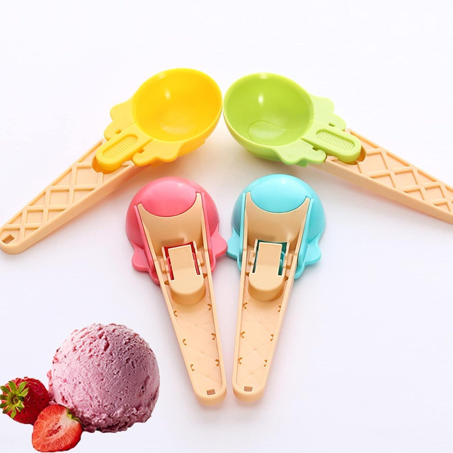 Ice Cream Spoons 2pcs Plastic Water Melon Scoopers with Trigger Dipper and Adults for Summer Party Ice Cream Scoop, Food Serving Spoon Kitchen Tools Ice Cream Digging Spoon Household Spoons Cupcake Spoons Aps Fruit Ball Player (2 Pc) your brand