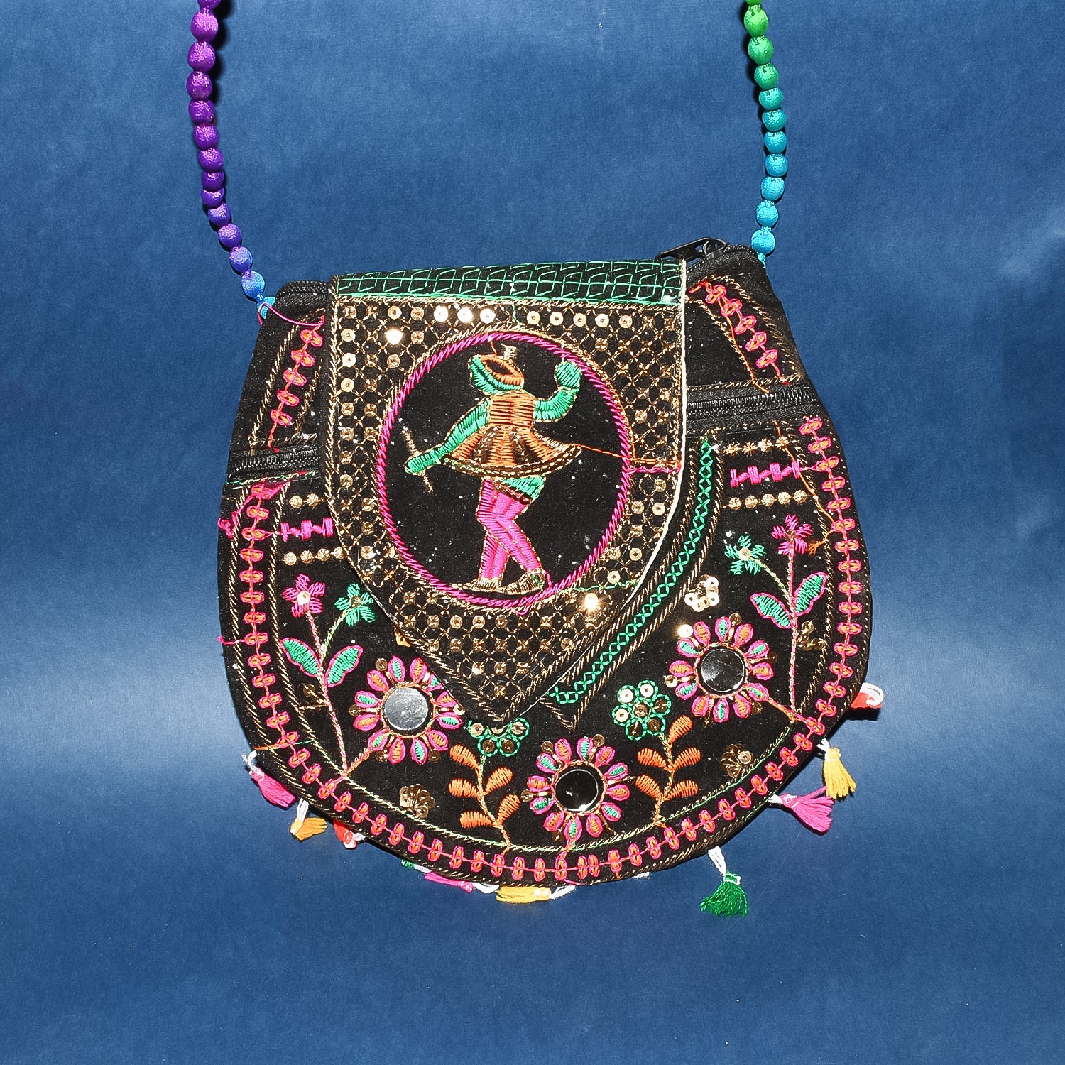 9 inch Handcrafted Cotton Embroidered Shoulder Bag for Girls & women (1 Pc) - Shopmania Wholesale