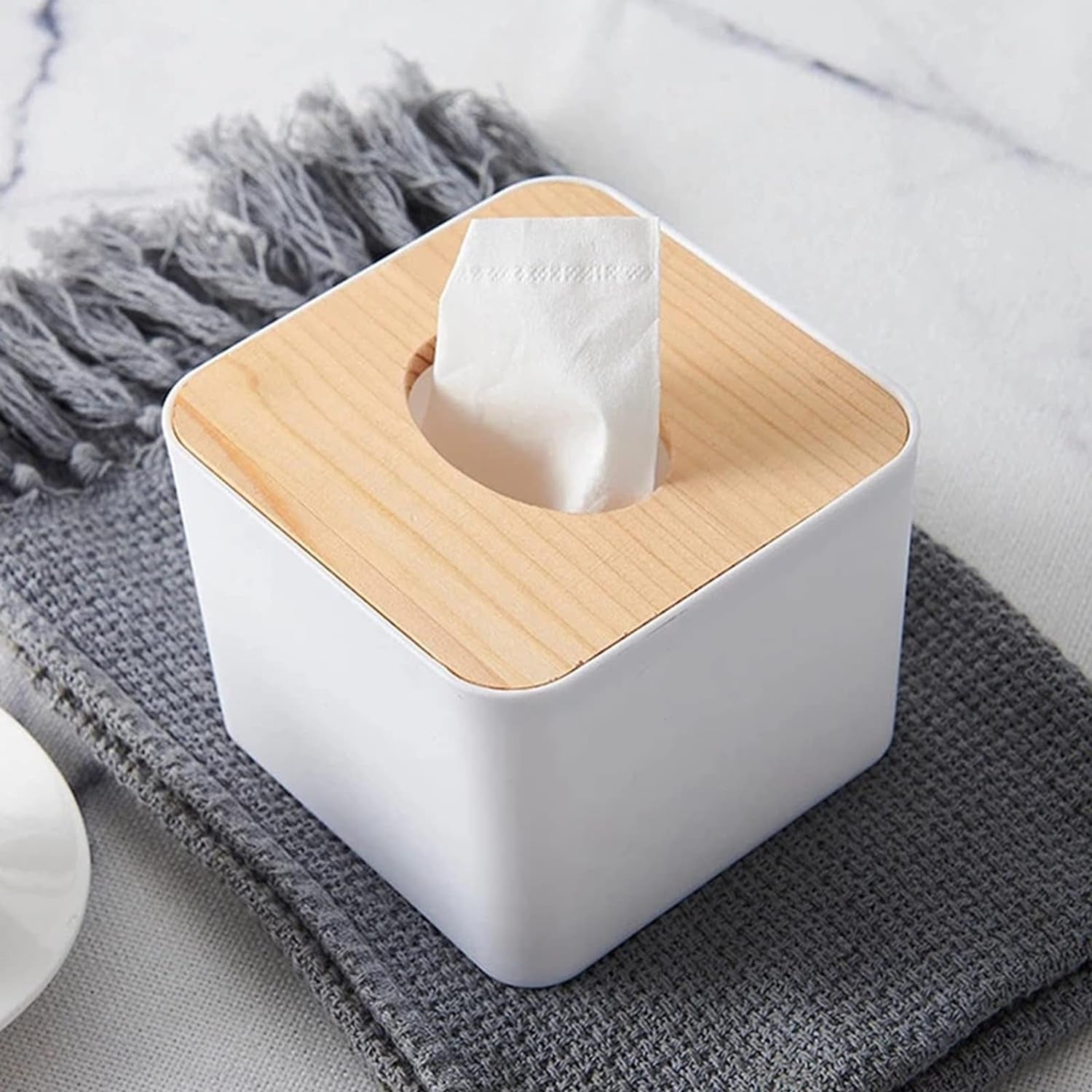 Tissue Box Desktop Stand Bamboo Tissue Cover Box Rectangular Paper Towel Holder Removable Tissue Dispenser for Bathroom Vanity Countertop Bedroom Car Holder Paper Towels Dispenser (1 Pc ) - Shopmania Wholesale
