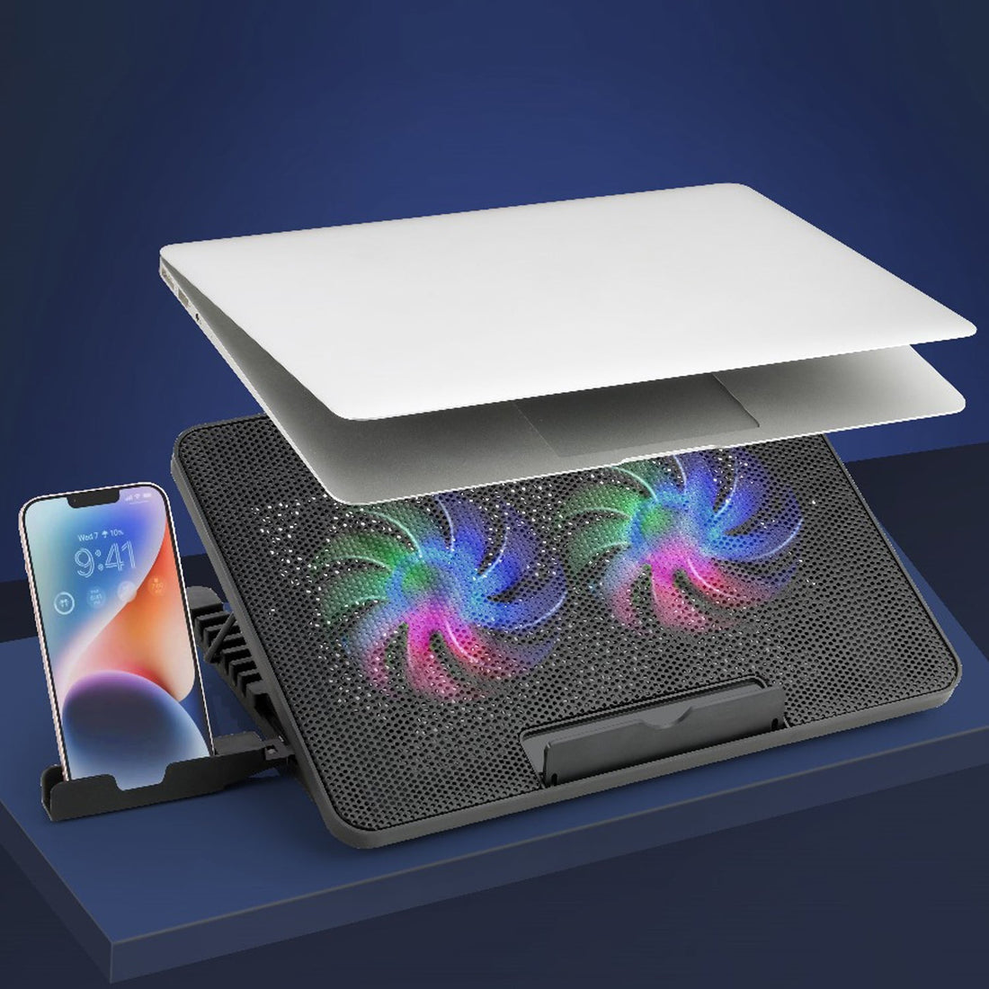 Laptop Cooler Cooling Pad with 2 Quiet Led Fans, Dual USB Ports, Portable Ultra Slim USB Powered 7 Heights Adjustable Laptop Stand for Gaming Laptop - Shopmania Wholesale