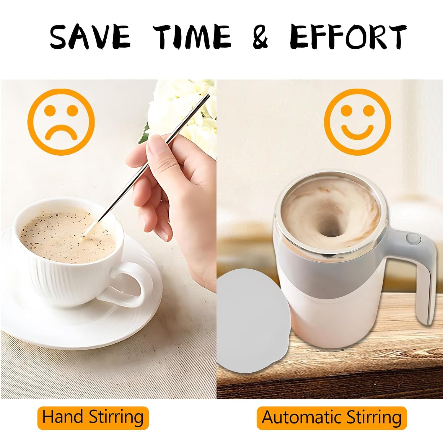 Stirring Coffee Mug | Magnetic Stirring Coffee Cup | Stainless Steel Mug for Milk | Travel Mixing Cup | Self Stirring Coffee Mug, Suitable for Coffee / Milk / Hot Chocolat | Battery Operated ( Battery Not Included) - Shopmania Wholesale