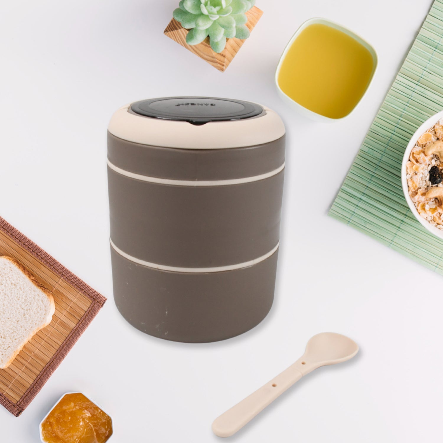 Ganesh Smart Stack 2 Layer Portable Lunch Box Stainless Steel Airtight Leak-Proof Lunch Box for Office, School, Picnic: Color May Vary (2 Layer) - Shopmania Wholesale