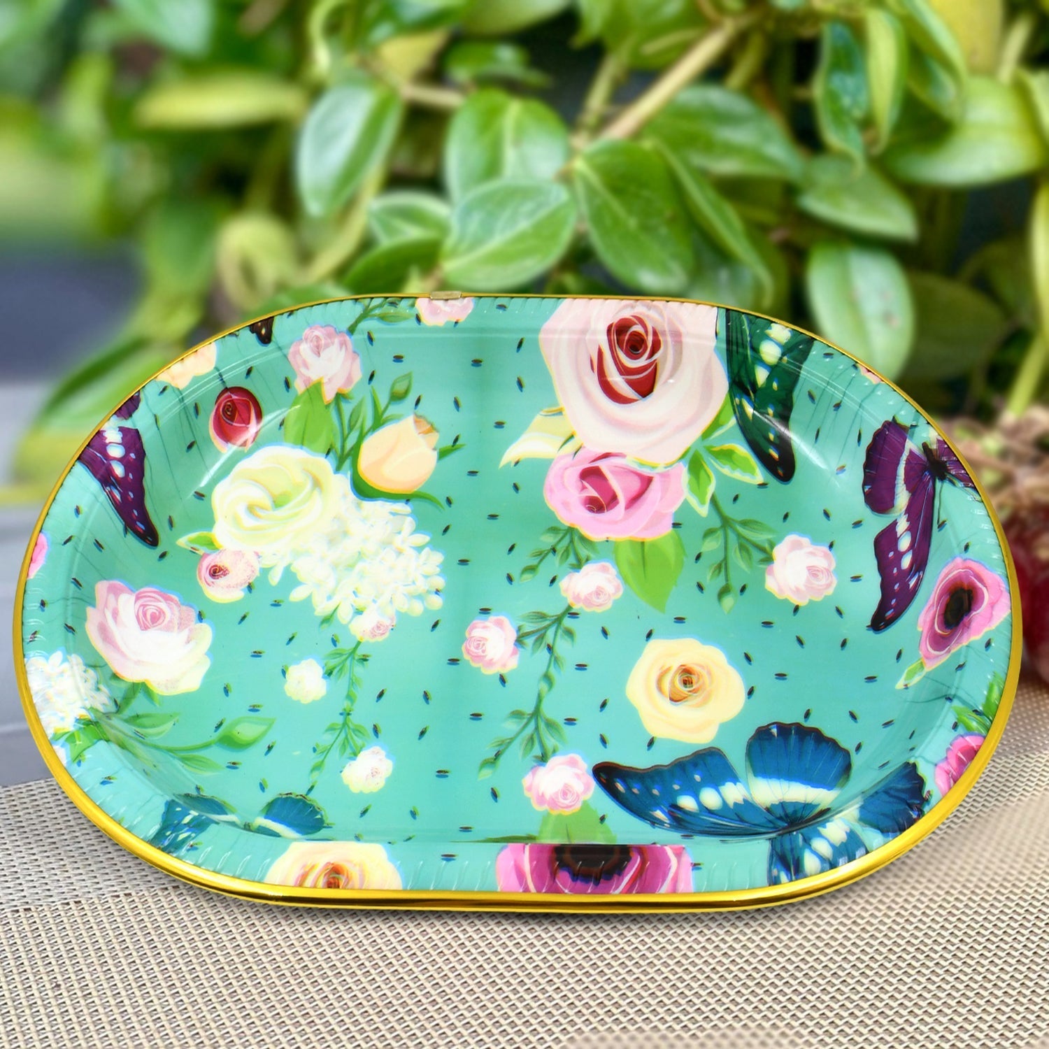 Plastic Flower Printed Design Serving Tray (3 Pcs Set / Mix Color) - Shopmania Wholesale