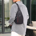 Waterproof Anti Theft Cross-body fanny pack waist bag, Shoulder Bags Chest Men Casual fashion USB Charging hook Sling Travel Bag (1 Pc / Black & Grey Color) your brand
