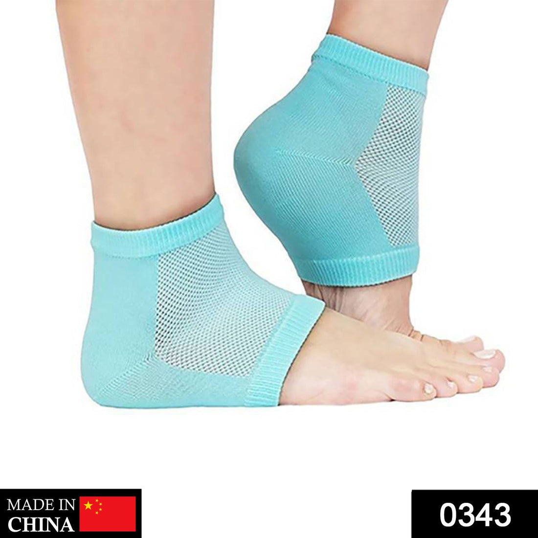 Multicolor silicone heel socks for pain relief.