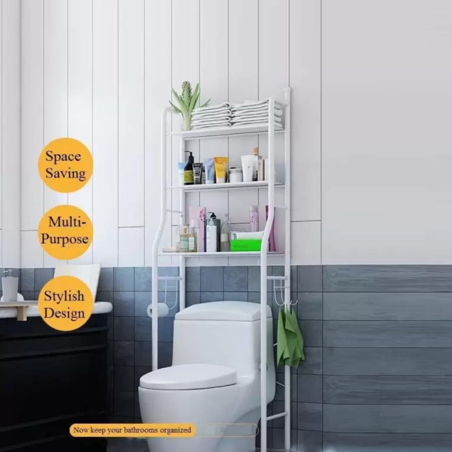 Multi-Layer The Toilet Storage Rack Metal | Bathroom Shelf Space Saving Organizer for Laundry Room Wash Basin Floor Stand - Shopmania Wholesale
