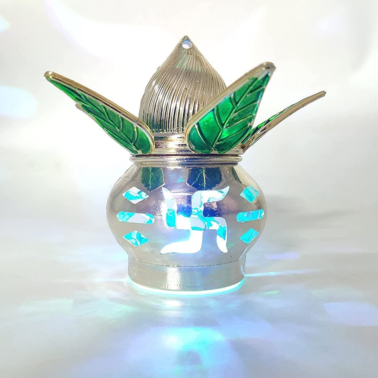 Gold Plated Eco Friendly LED Kalash  for Pooja Mandir (1 pc / Multicolor LED) - Shopmania Wholesale