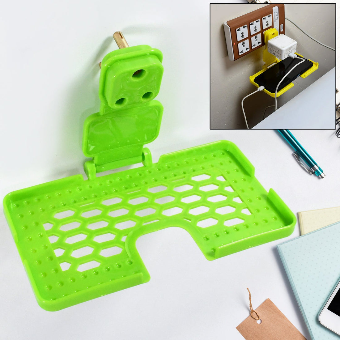 Multi-Purpose Wall Holder Stand for Charging Mobile, Just Fit in Socket and Hang (Mix Color / 1 pc) - Shopmania Wholesale