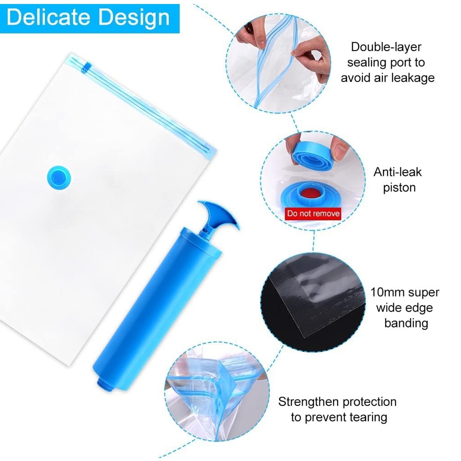 Vacuum Storage Bags with Suction Pump & Shirt clips - Vacuum Bags - Big Capacity Vacuum Seal Bags for Travel Clothes Blankets Pillows, Compression Bags | Space Saver Vacuum Storage Bags (5 Pcs Set) - Shopmania Wholesale