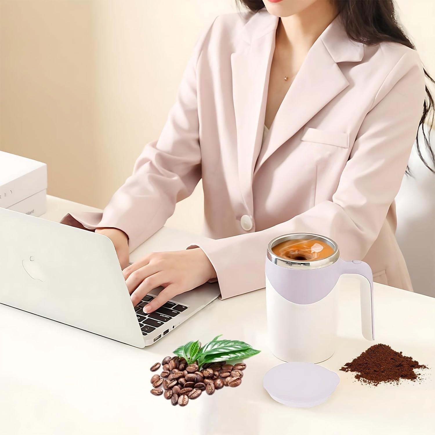 Stirring Coffee Mug | Magnetic Stirring Coffee Cup | Stainless Steel Mug for Milk | Travel Mixing Cup | Self Stirring Coffee Mug, Suitable for Coffee / Milk / Hot Chocolat | Battery Operated ( Battery Not Included) - Shopmania Wholesale