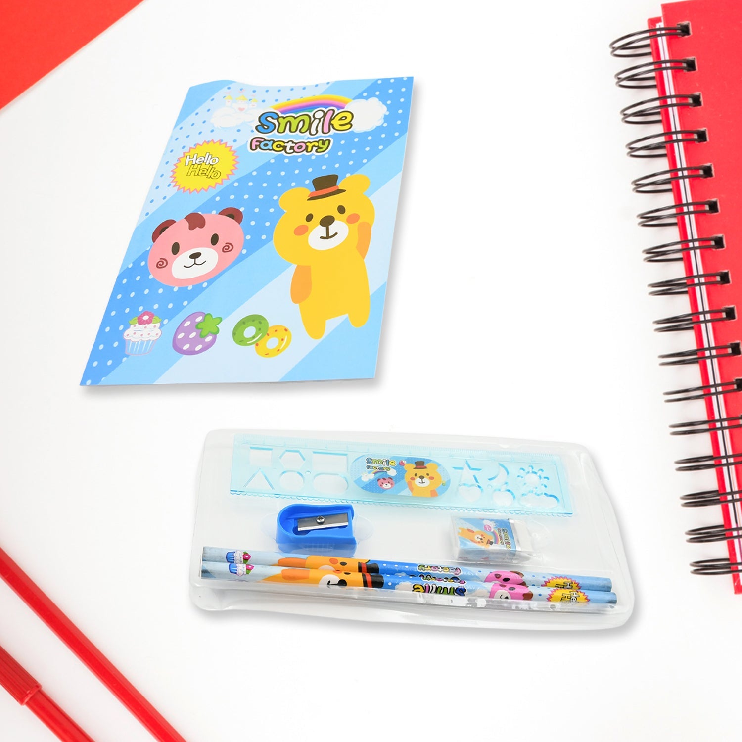 Stationery Kit for Kids - Stationery Set, Includes Wooden Pencil, Sharpener, Pencil and Eraser Set, Birthday Return Gift for Kids, Boys, Girls, 2 Pencil, 1 Scale, 1 Notebook,1 Sharpener, 1 Eraser & With Zip Bag (6 Pcs Set) - Shopmania Wholesale