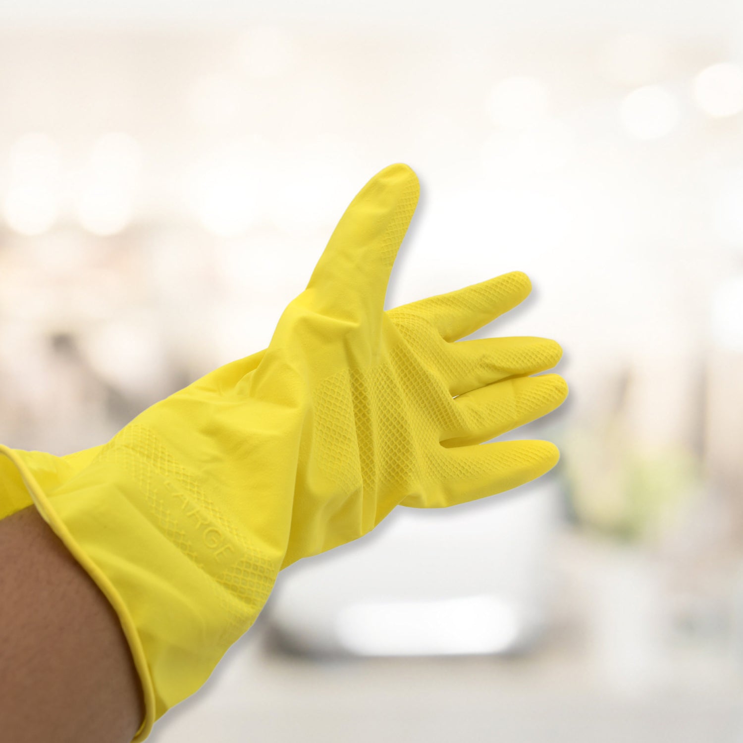 Protective gloves for cleaning tasks in different areas of the home